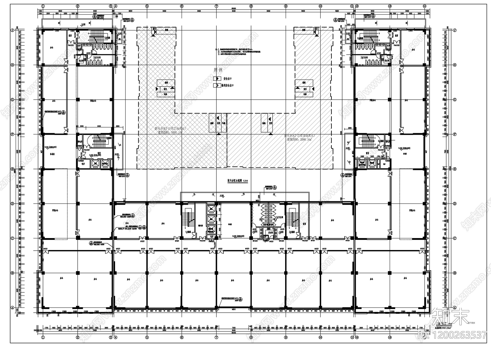 现代办公楼建筑cad施工图下载【ID:1200263537】