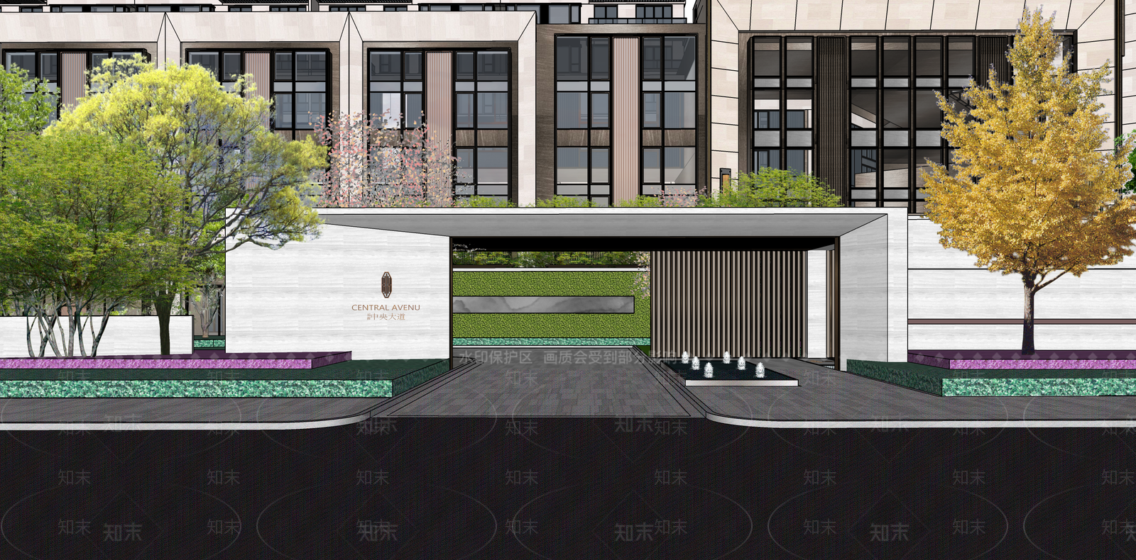 现代轻奢小区建筑SU模型下载【ID:1200270468】