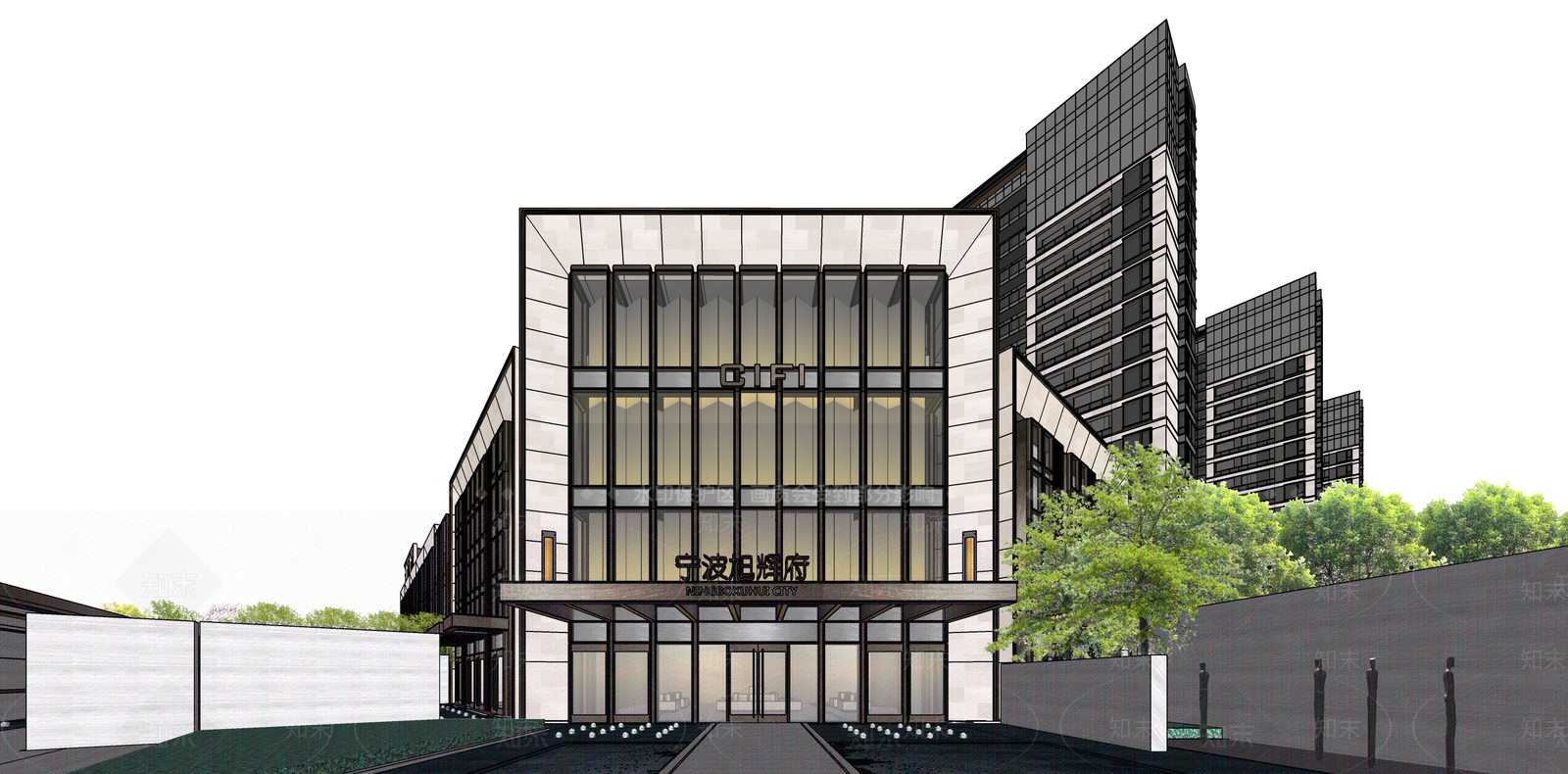现代轻奢小区建筑SU模型下载【ID:1200270468】