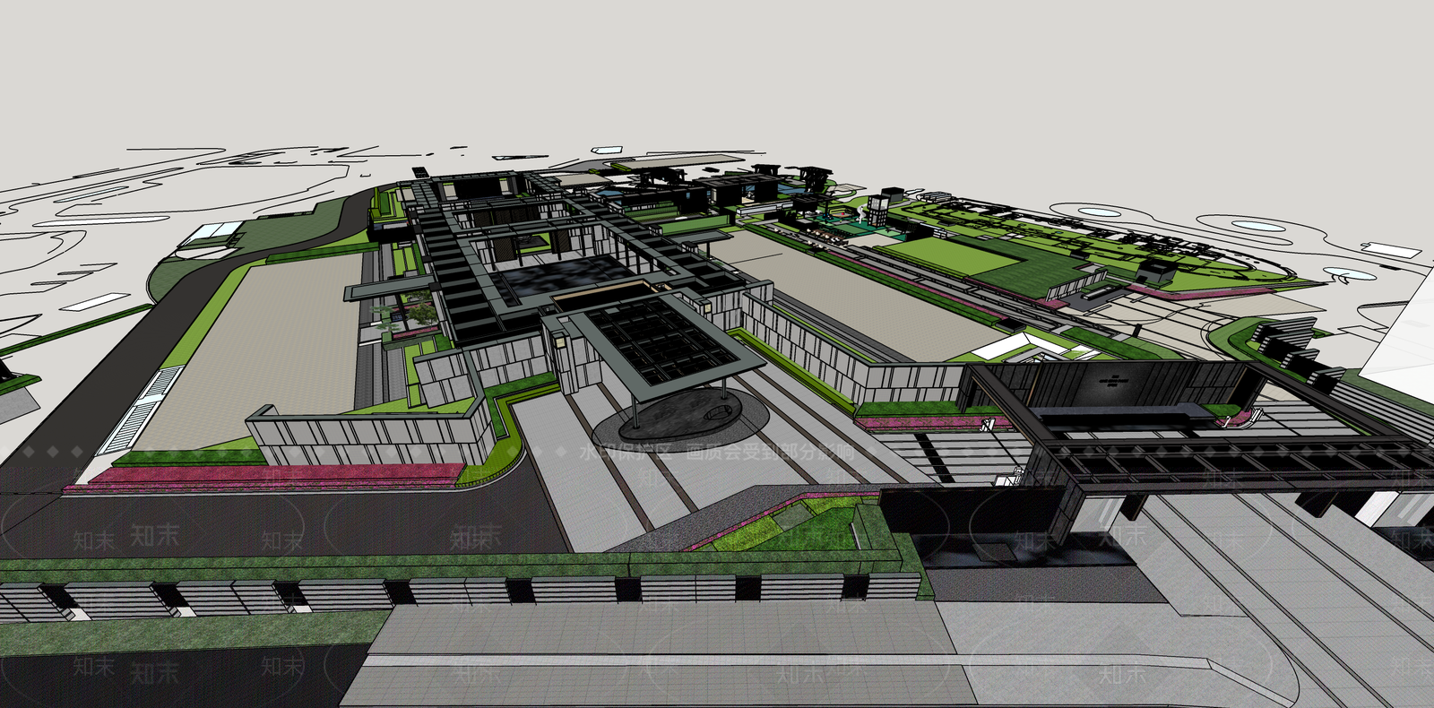 现代新中式小区建筑SU模型下载【ID:1200270671】