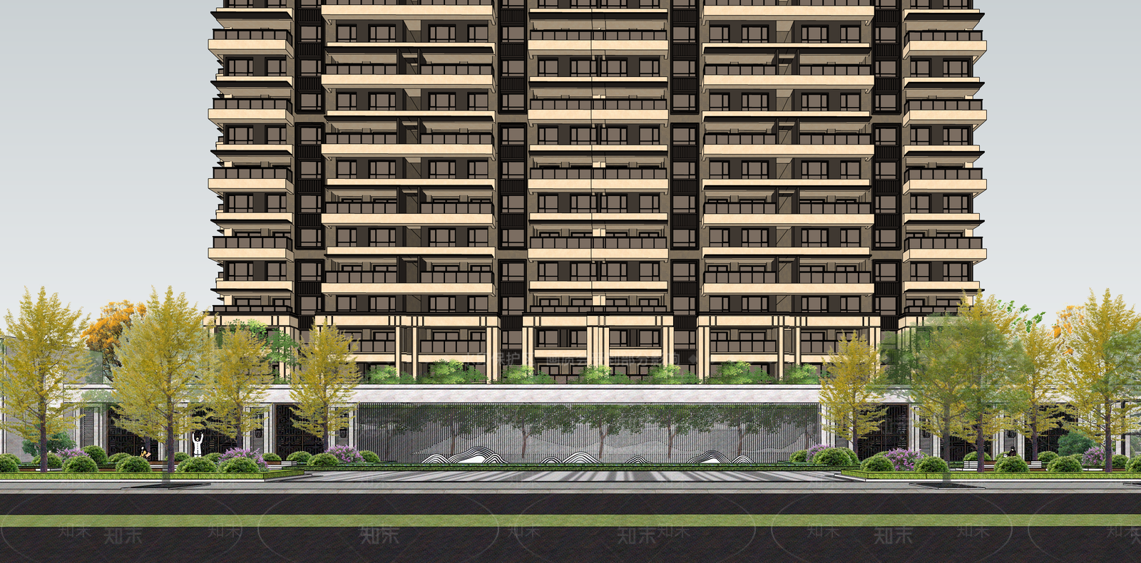 现代轻奢小区建筑SU模型下载【ID:1200270981】