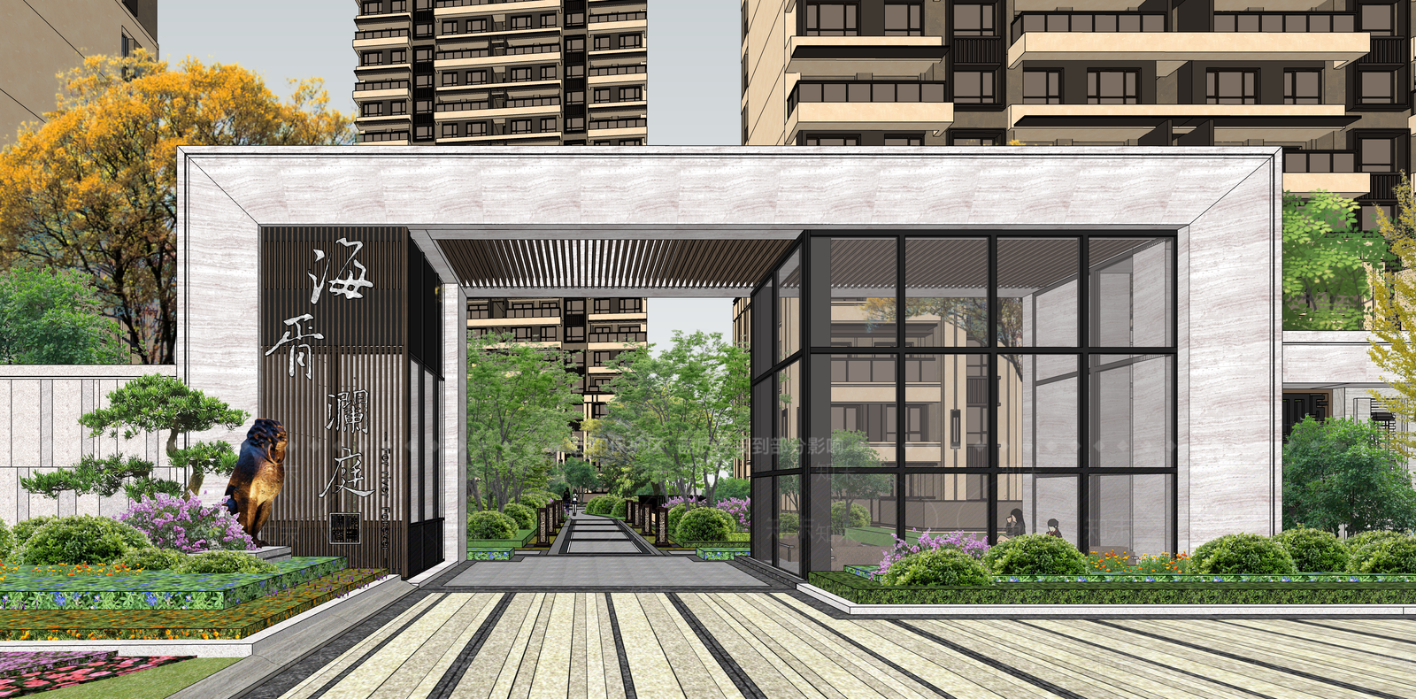 现代轻奢小区建筑SU模型下载【ID:1200270981】
