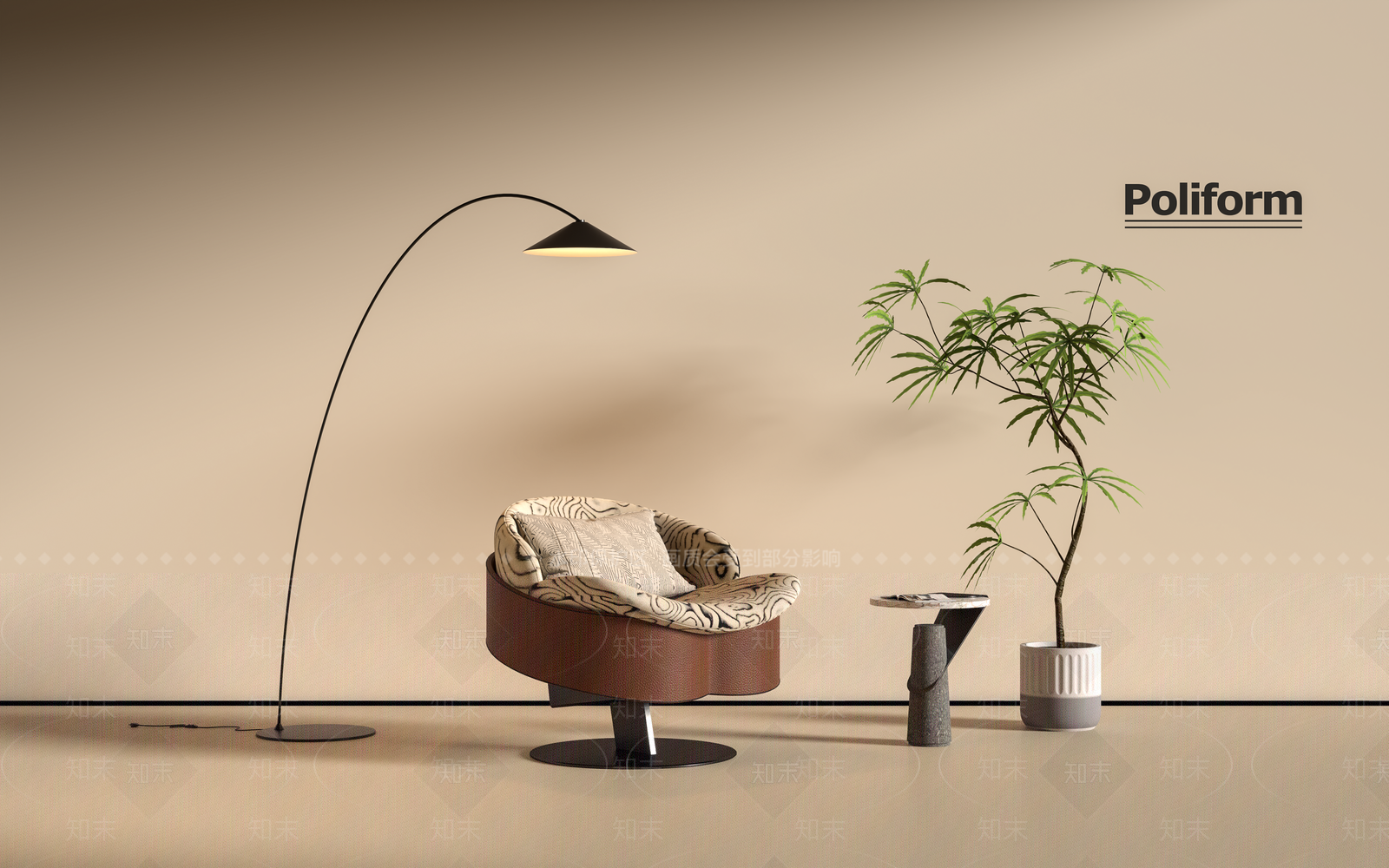 现代意式单人沙发SU模型下载【ID:1200271094】