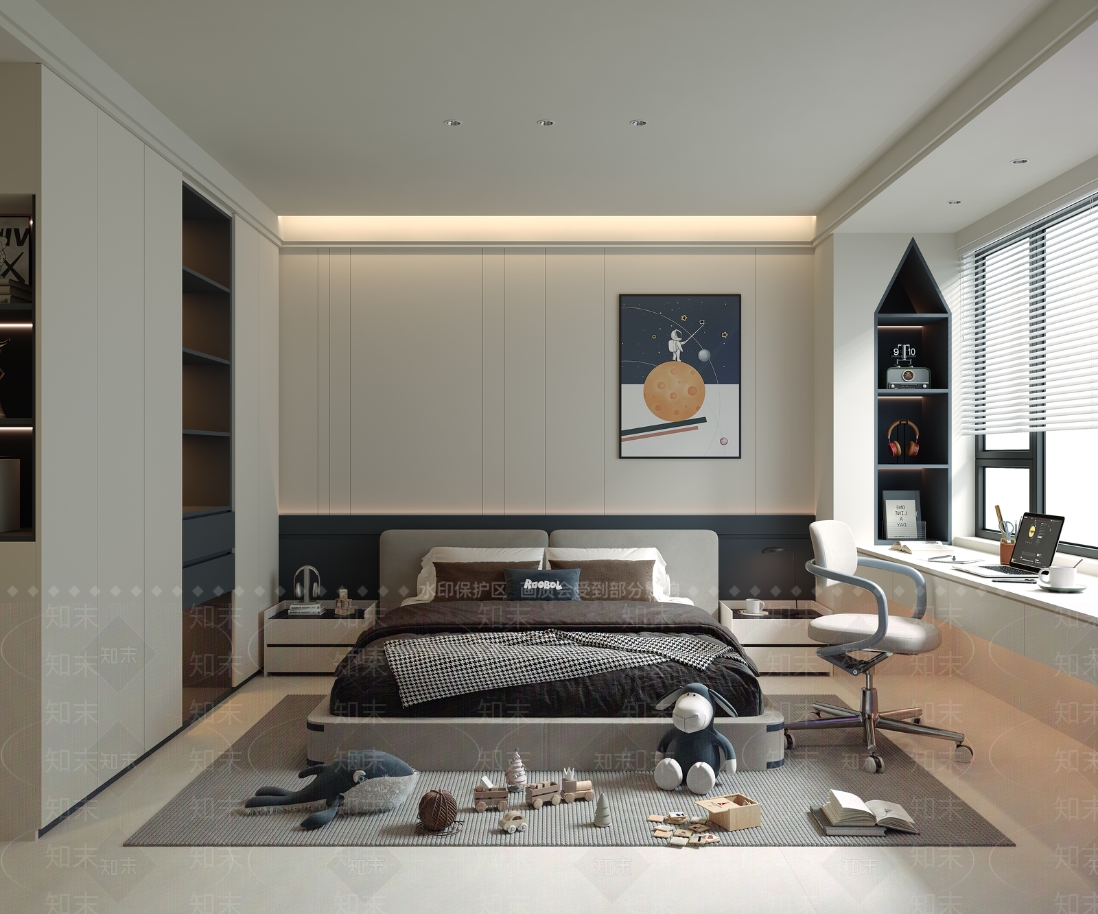 现代榻榻米卧室3D模型下载【ID:1200275140】