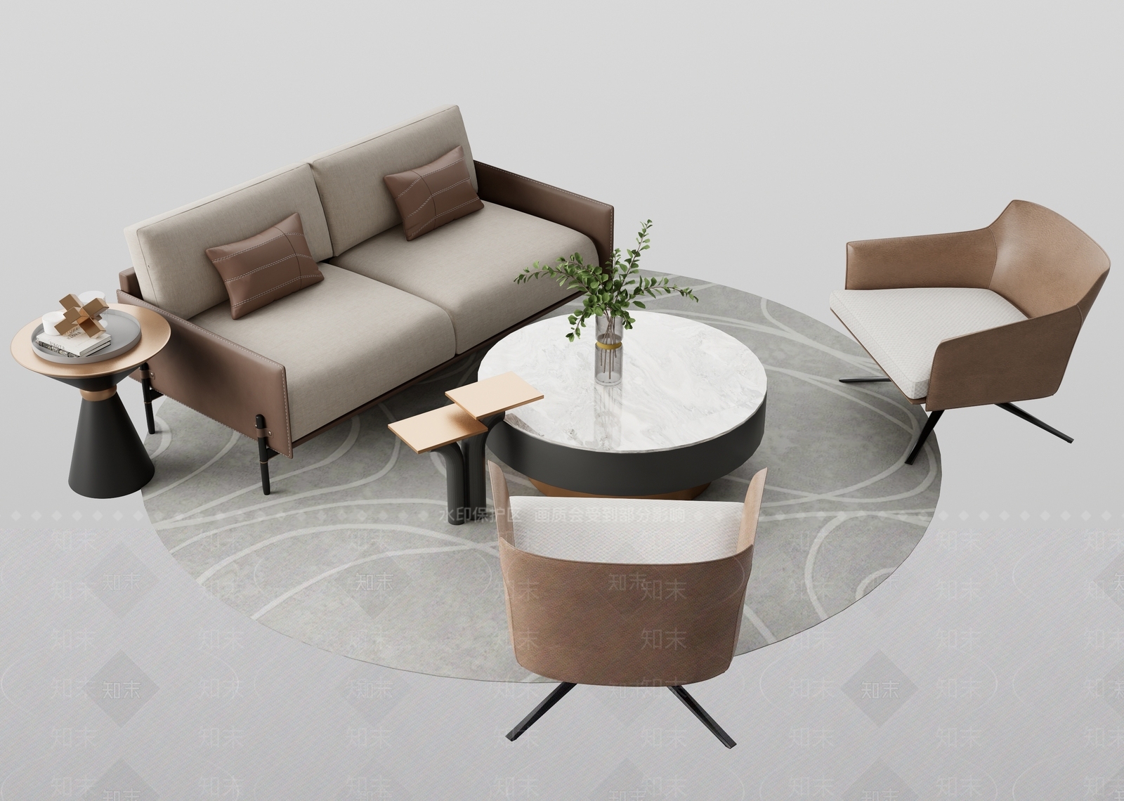 现代简约沙发组合SU模型下载【ID:1200275804】