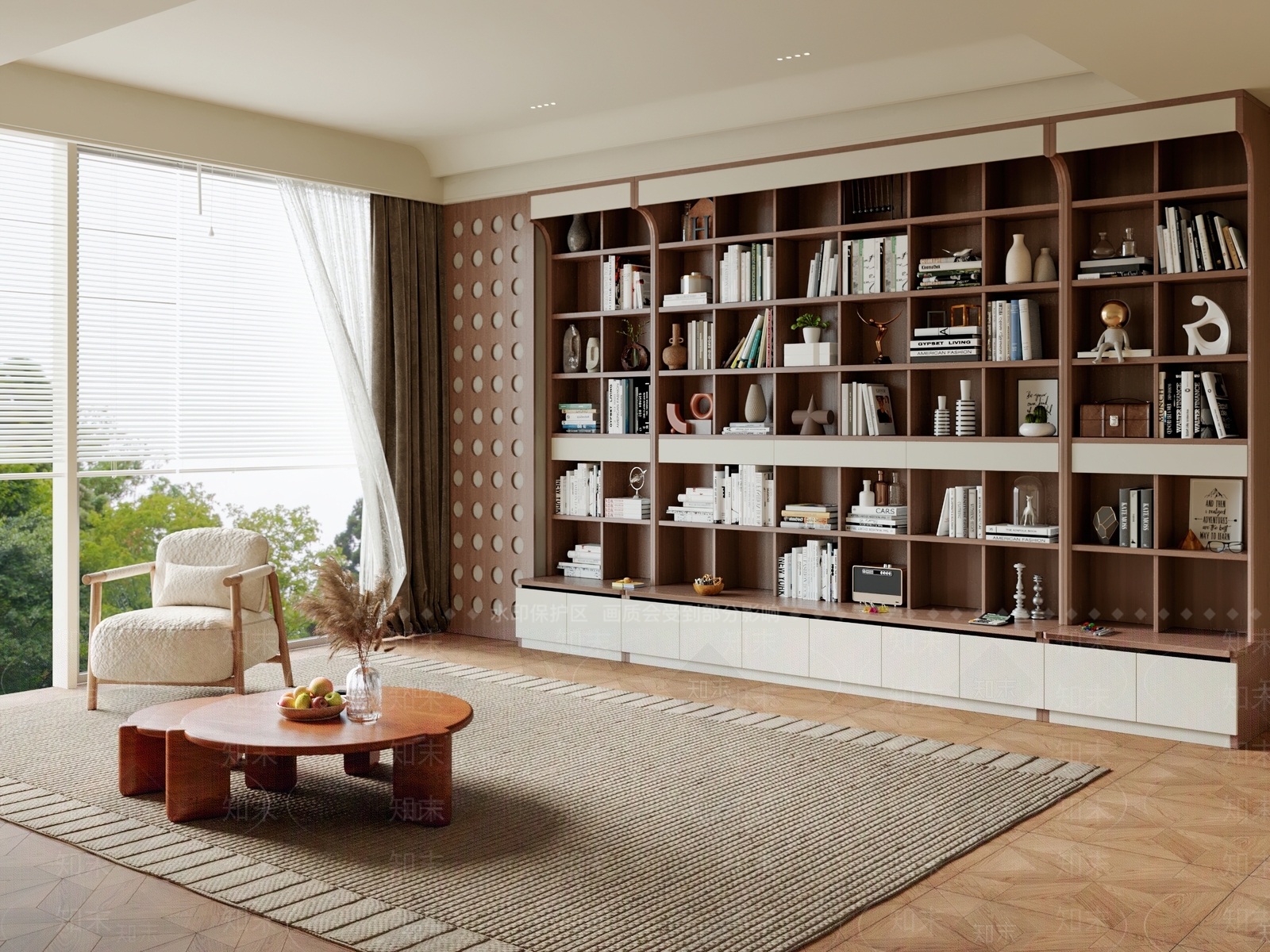 现代中古书柜3D模型下载【ID:1200276756】