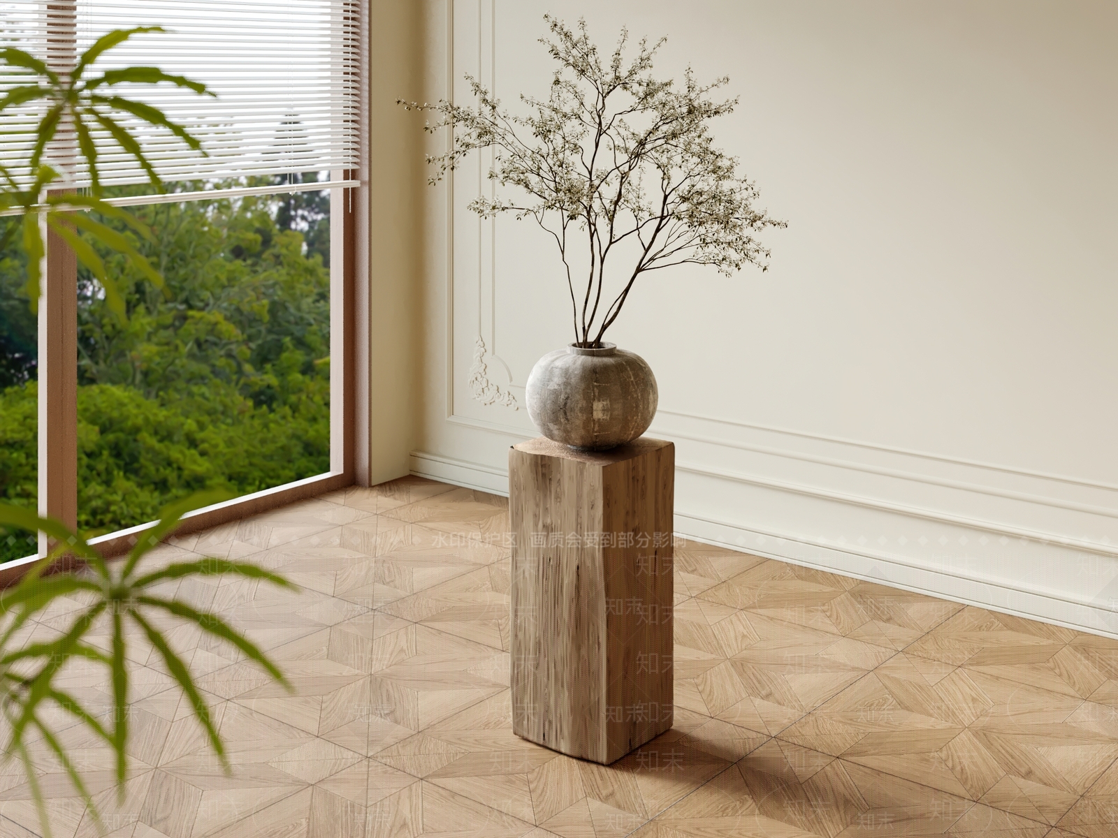 现代侘寂花艺3D模型下载【ID:1200277520】
