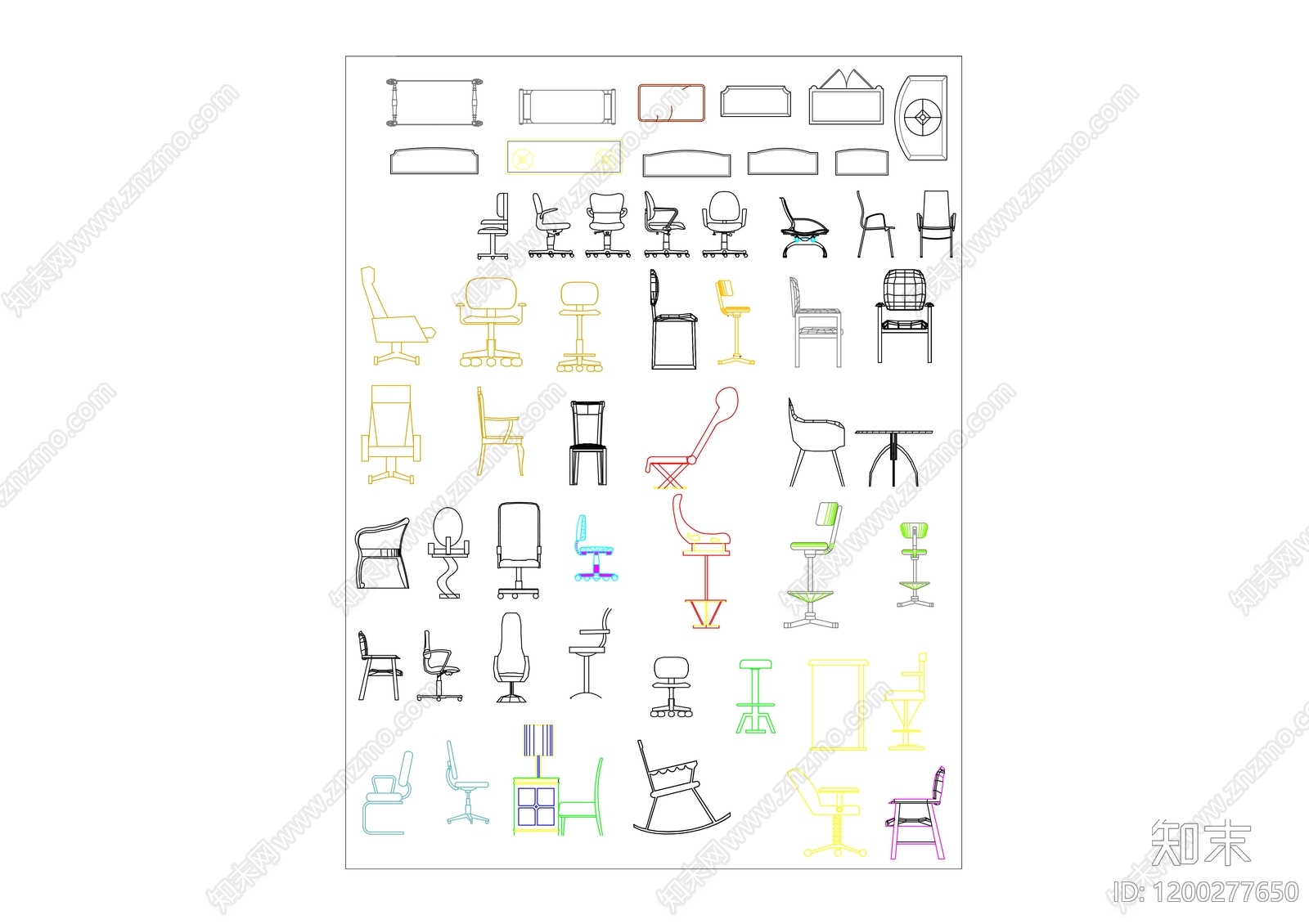 办公家具图库cad施工图下载【ID:1200277650】