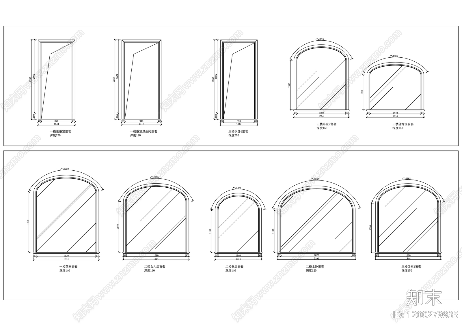 现代窗施工图下载【ID:1200279935】