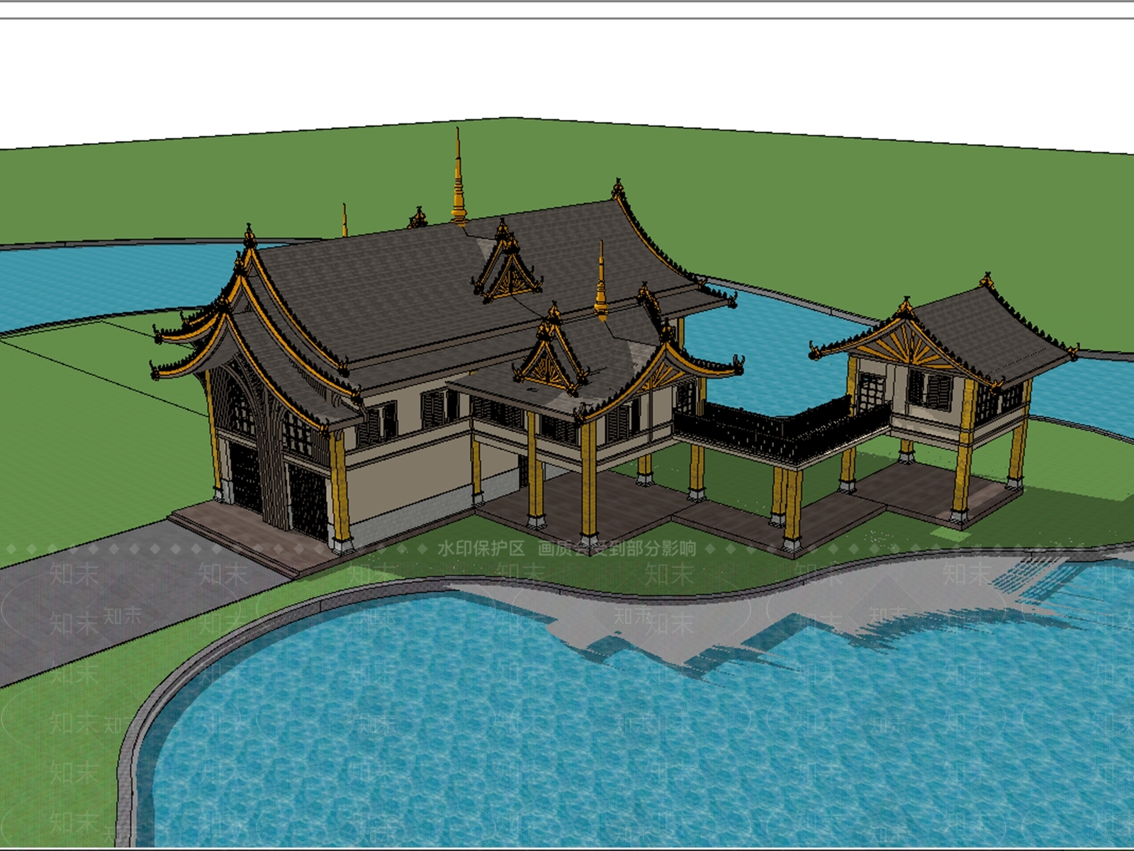 现代风格建筑SU模型下载【ID:1200280295】