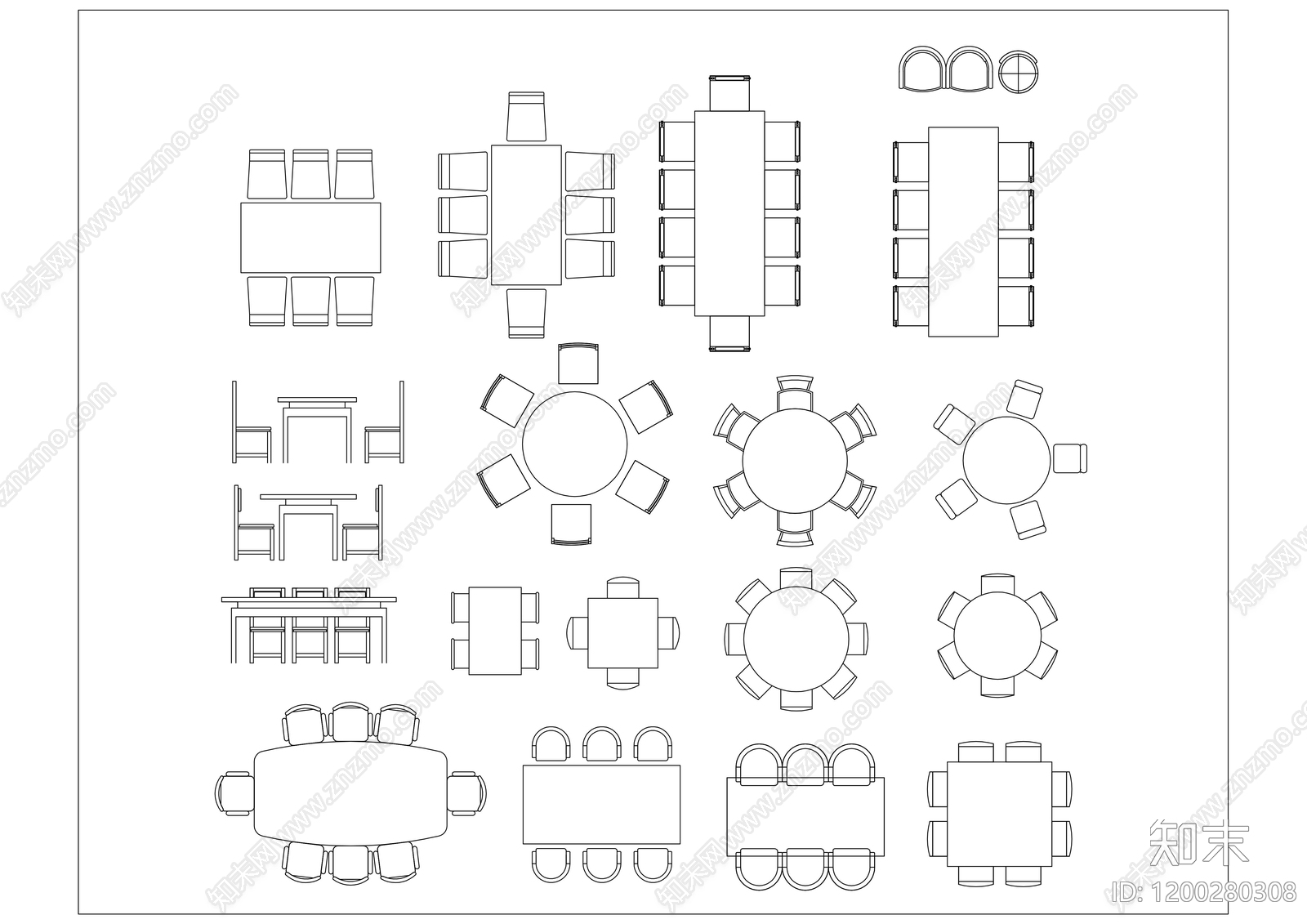 现代家具图库施工图下载【ID:1200280308】