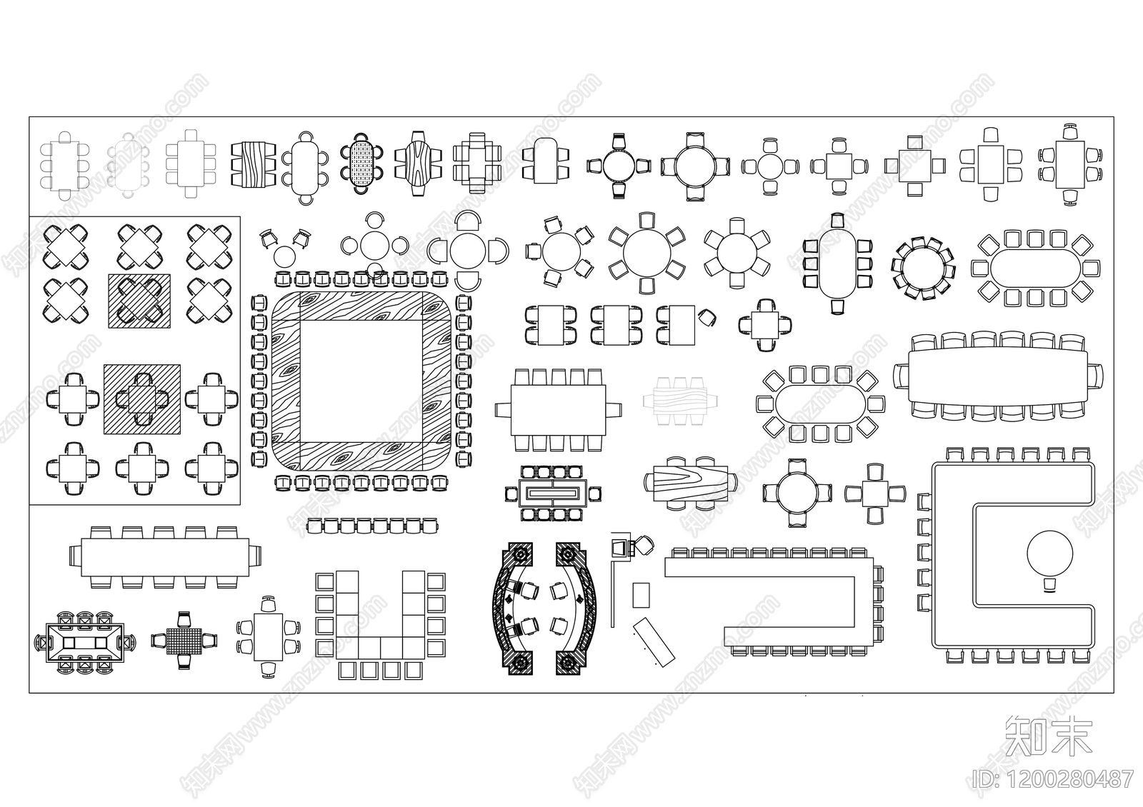 现代家具图库施工图下载【ID:1200280487】