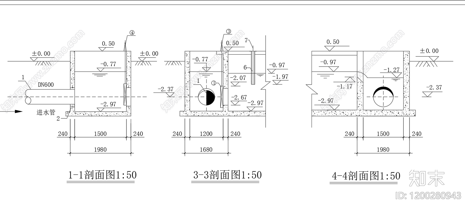 水处理cad施工图下载【ID:1200280943】