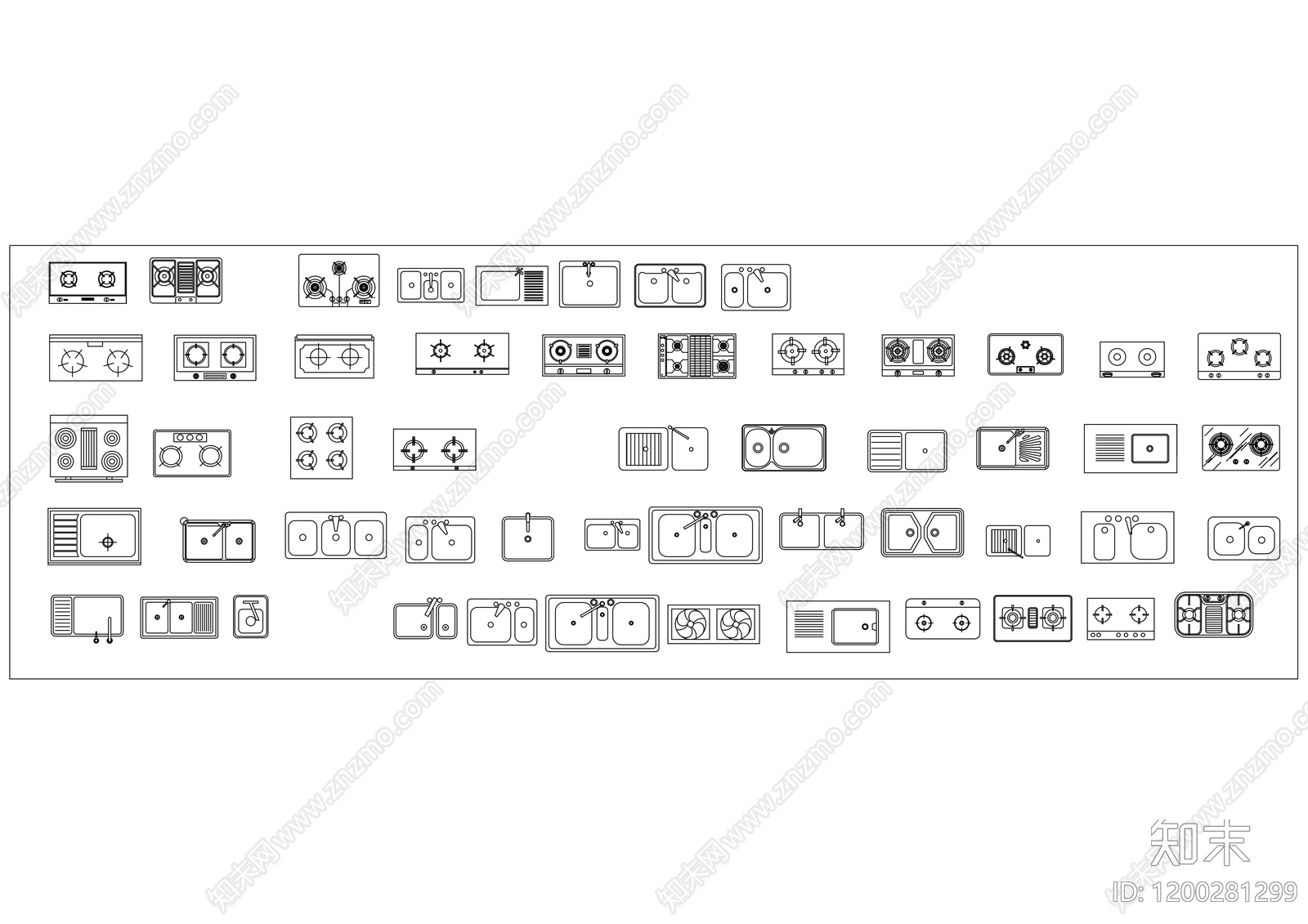 现代厨房设施施工图下载【ID:1200281299】