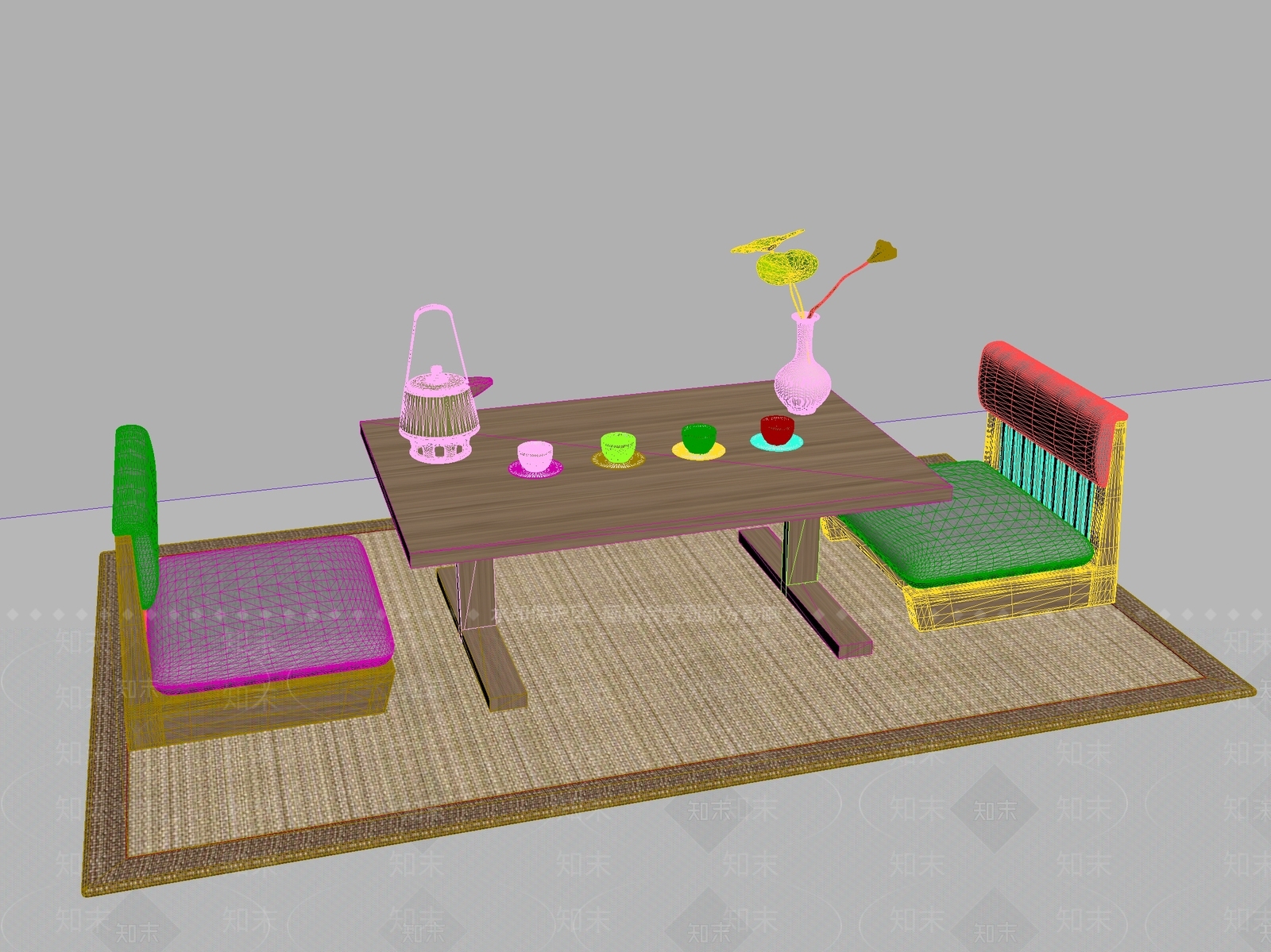新中式中式茶桌椅3D模型下载【ID:1200288465】