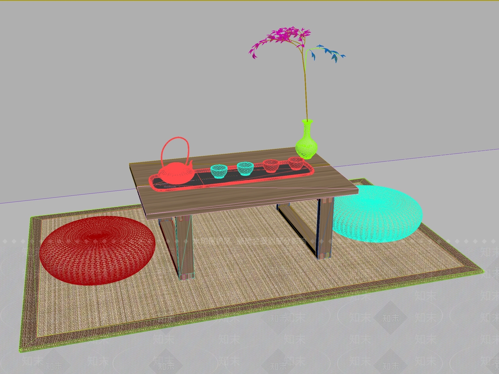 新中式中式茶桌椅3D模型下载【ID:1200288465】