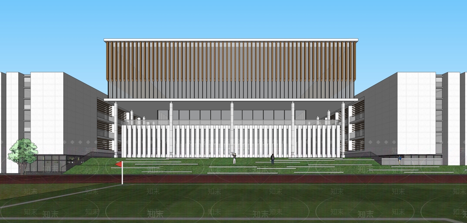 现代简约学校建筑SU模型下载【ID:1200293308】