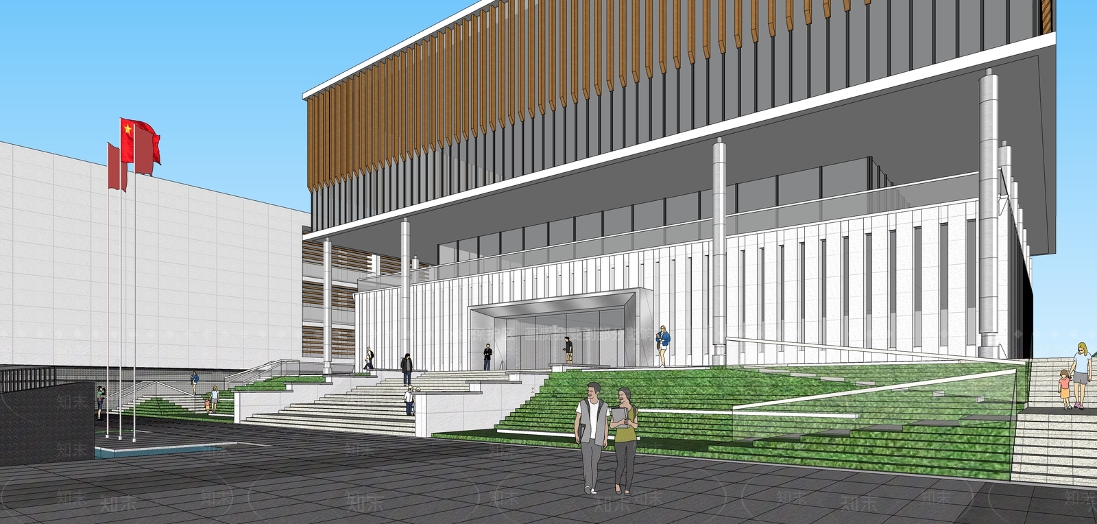 现代简约学校建筑SU模型下载【ID:1200293308】