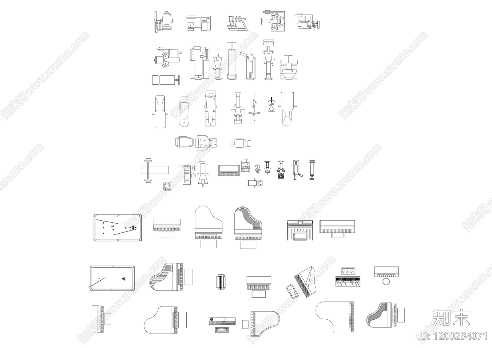 现代综合器材设备图库施工图下载【ID:1200294071】