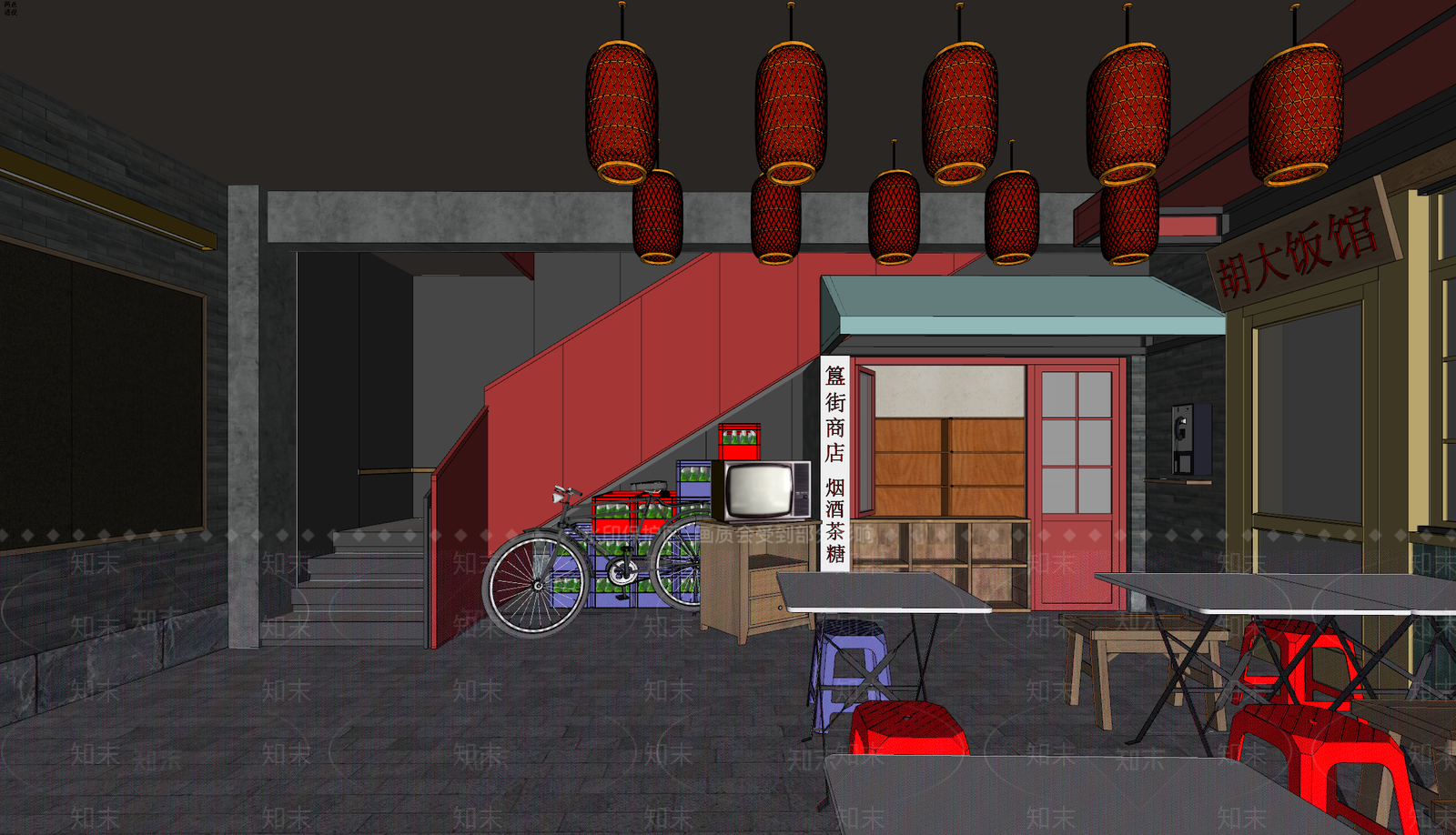 复古新中式其他店铺SU模型下载【ID:1200296100】