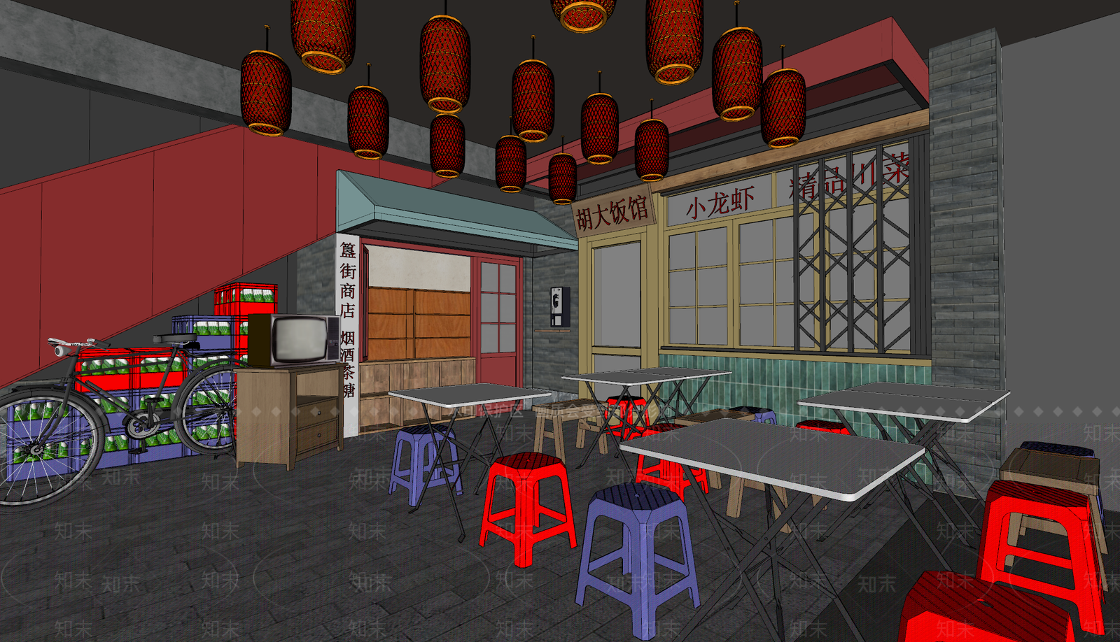 复古新中式其他店铺SU模型下载【ID:1200296100】