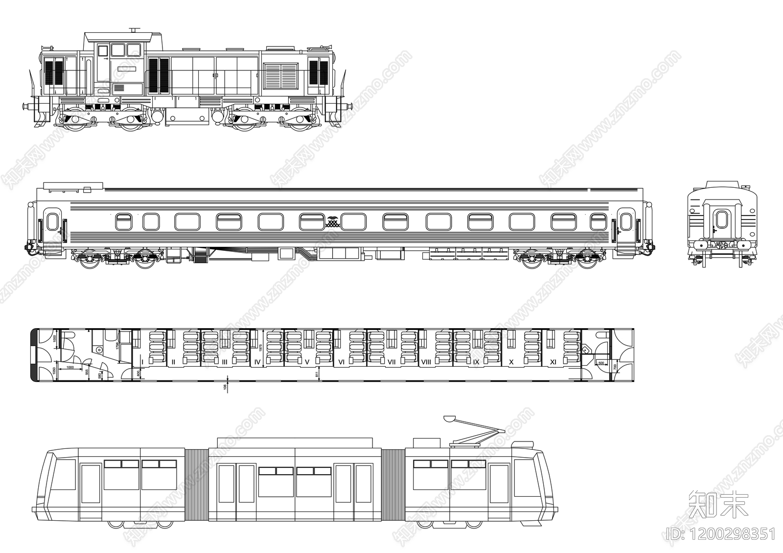 现代交通工具图库施工图下载【ID:1200298351】