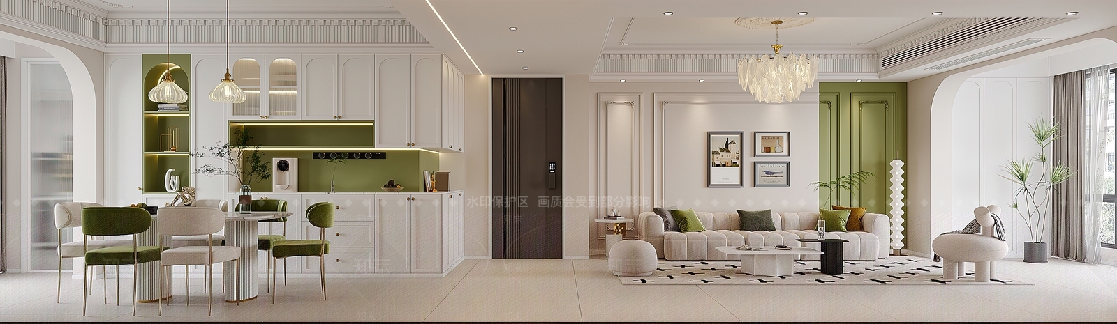 法式现代家居客厅3D模型下载【ID:1200300012】