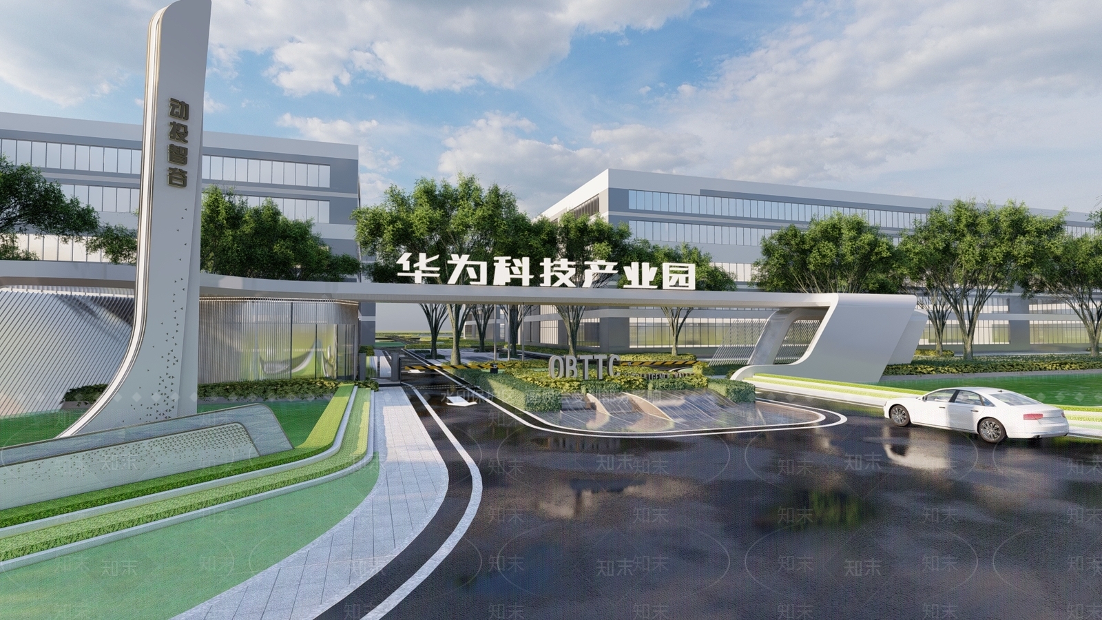 现代新中式办公园区景观SU模型下载【ID:1200301976】