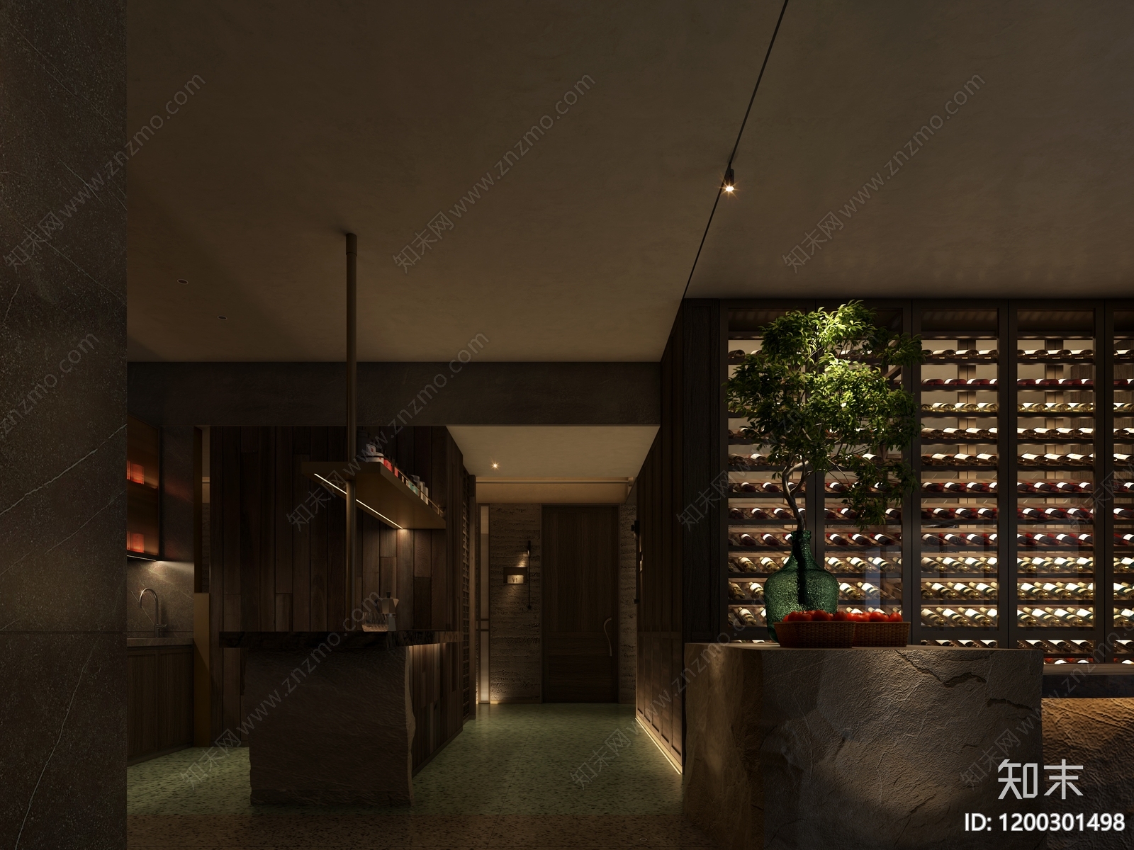 复古侘寂中餐厅cad施工图下载【ID:1200301498】