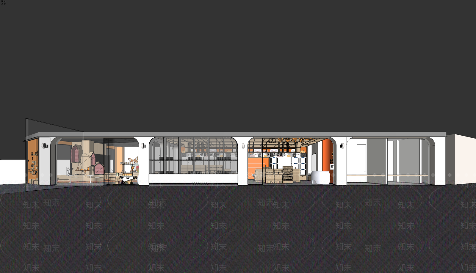 现代极简宠物店SU模型下载【ID:1200301557】