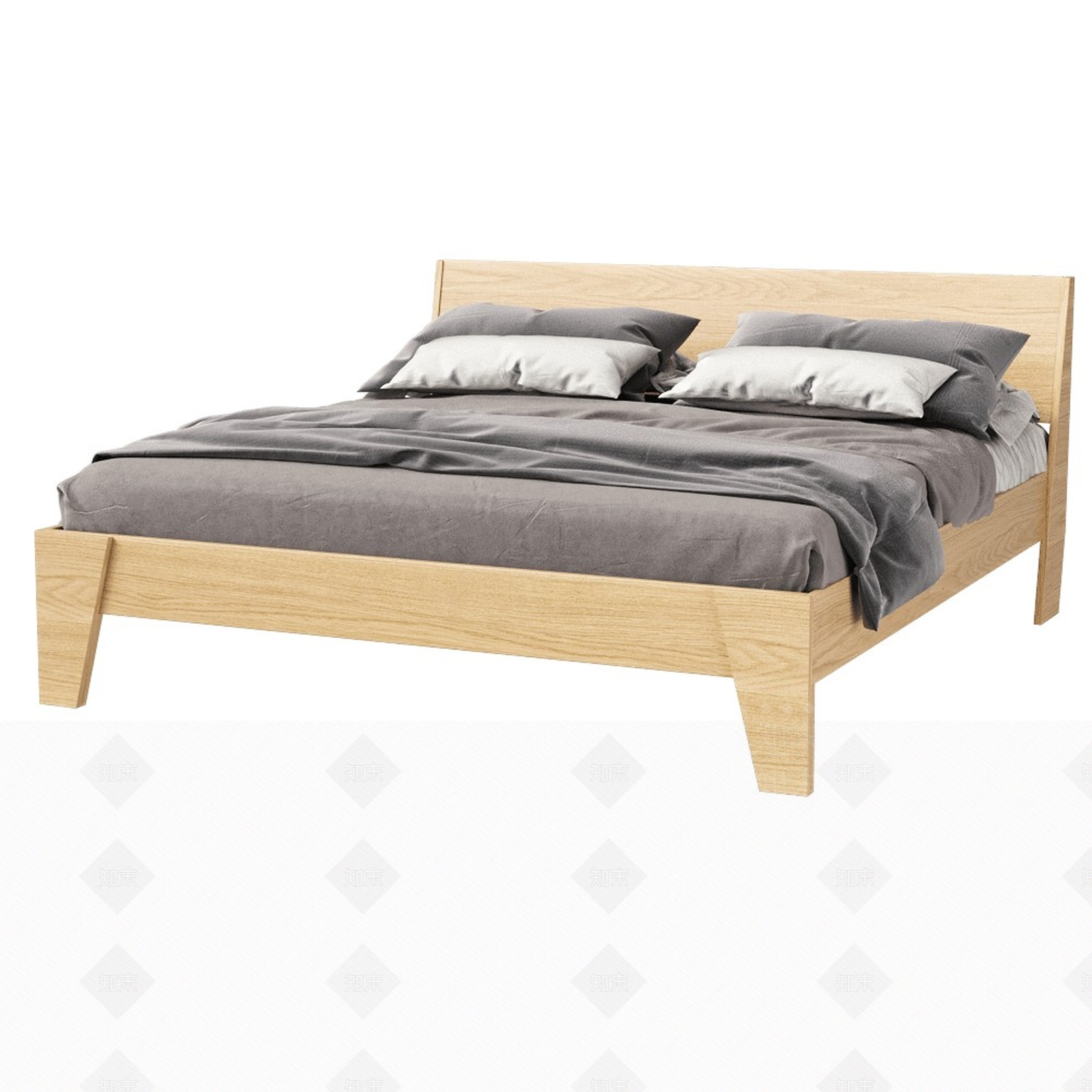 现代北欧双人床3D模型下载【ID:1200303458】