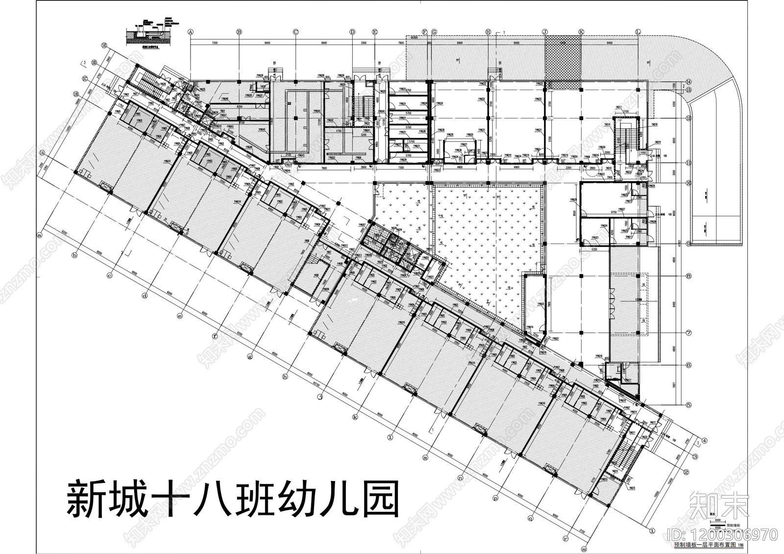 现代幼儿园建筑cad施工图下载【ID:1200306970】