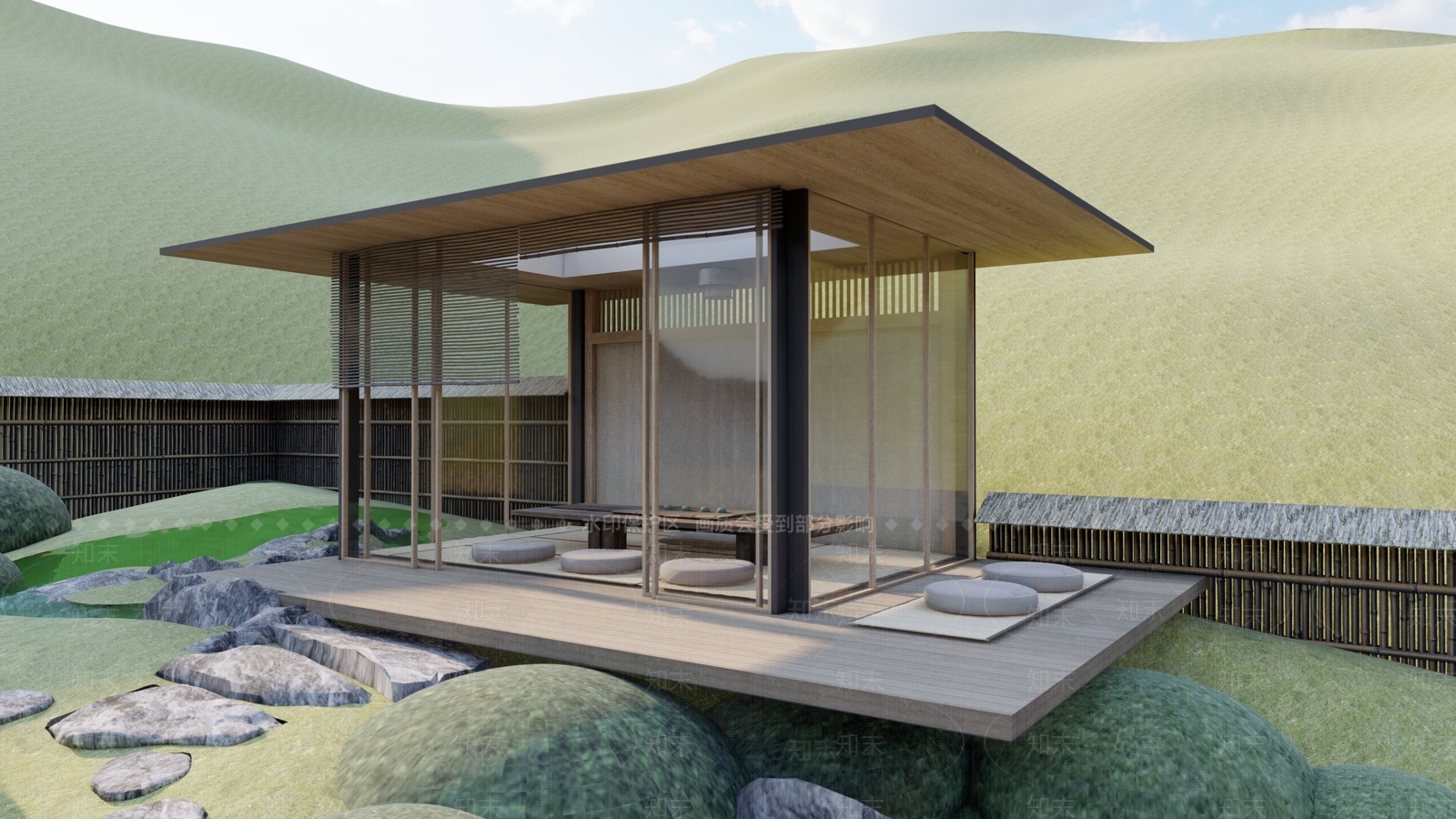 现代日式亭子SU模型下载【ID:1200308941】