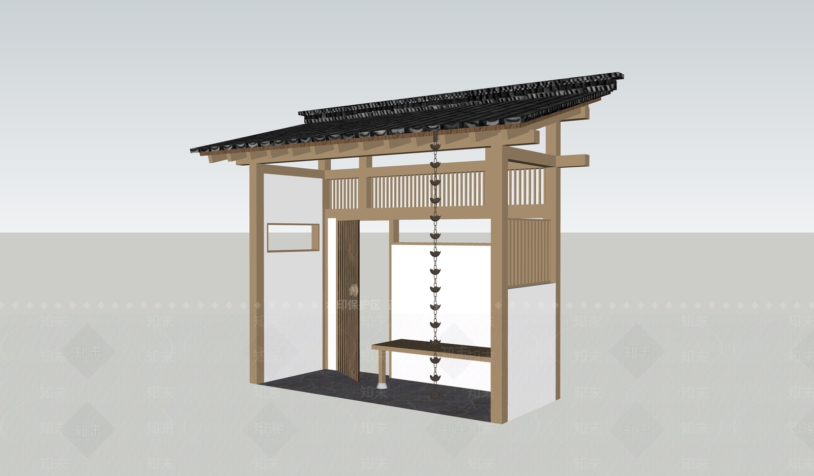 日式禅意其他景观构筑SU模型下载【ID:1200309996】