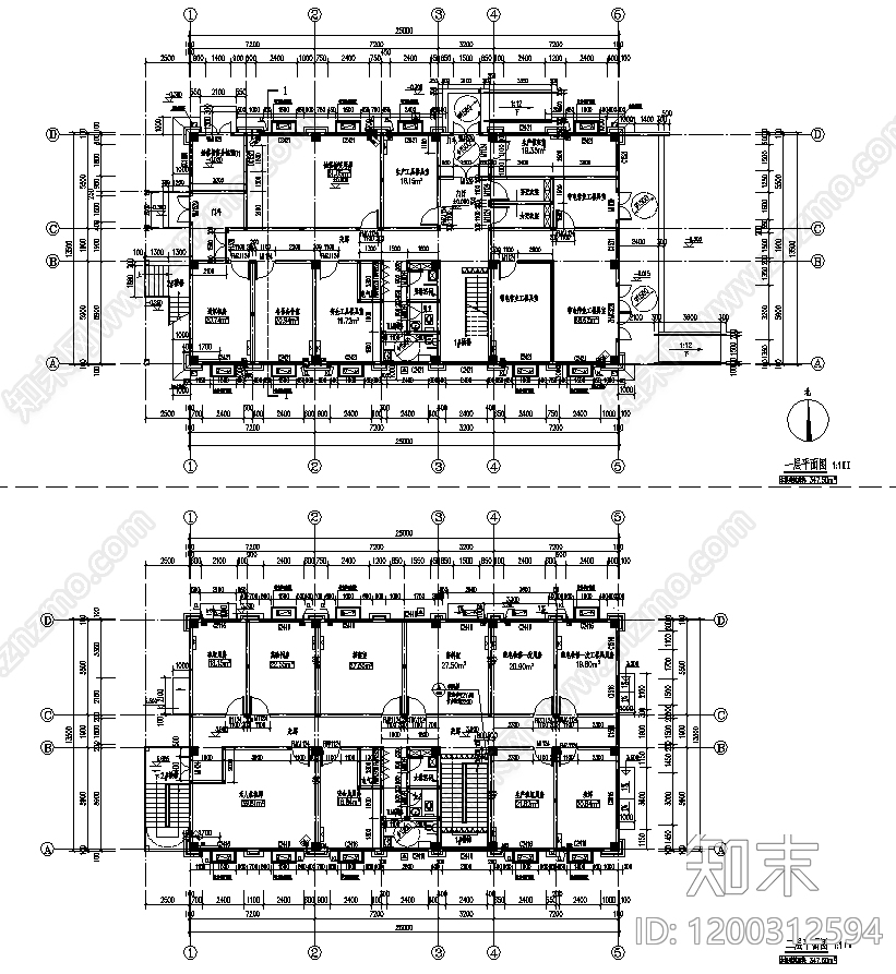 现代办公楼建筑cad施工图下载【ID:1200312594】