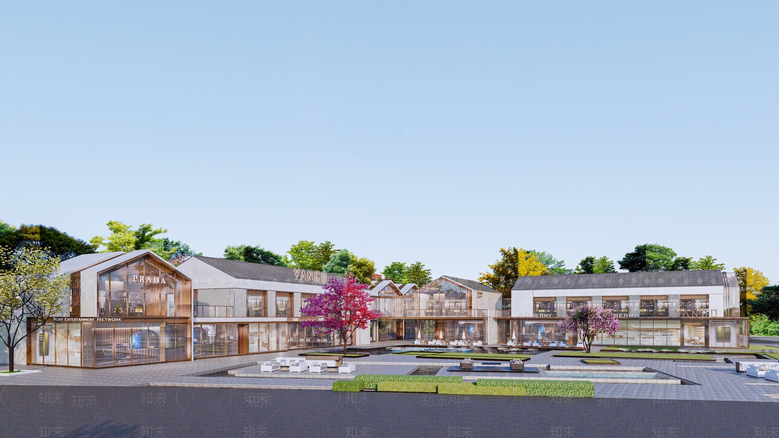 现代商业街SU模型下载【ID:1200313198】