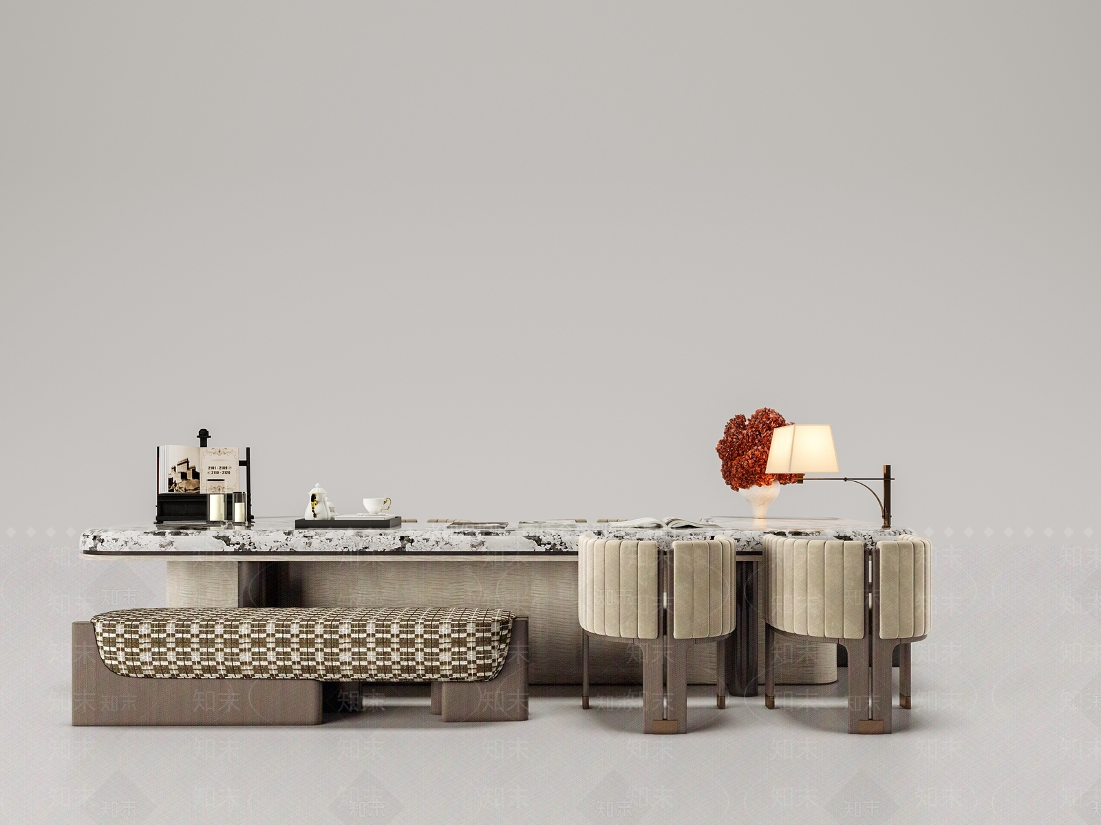 轻奢会议桌3D模型下载【ID:1200315663】