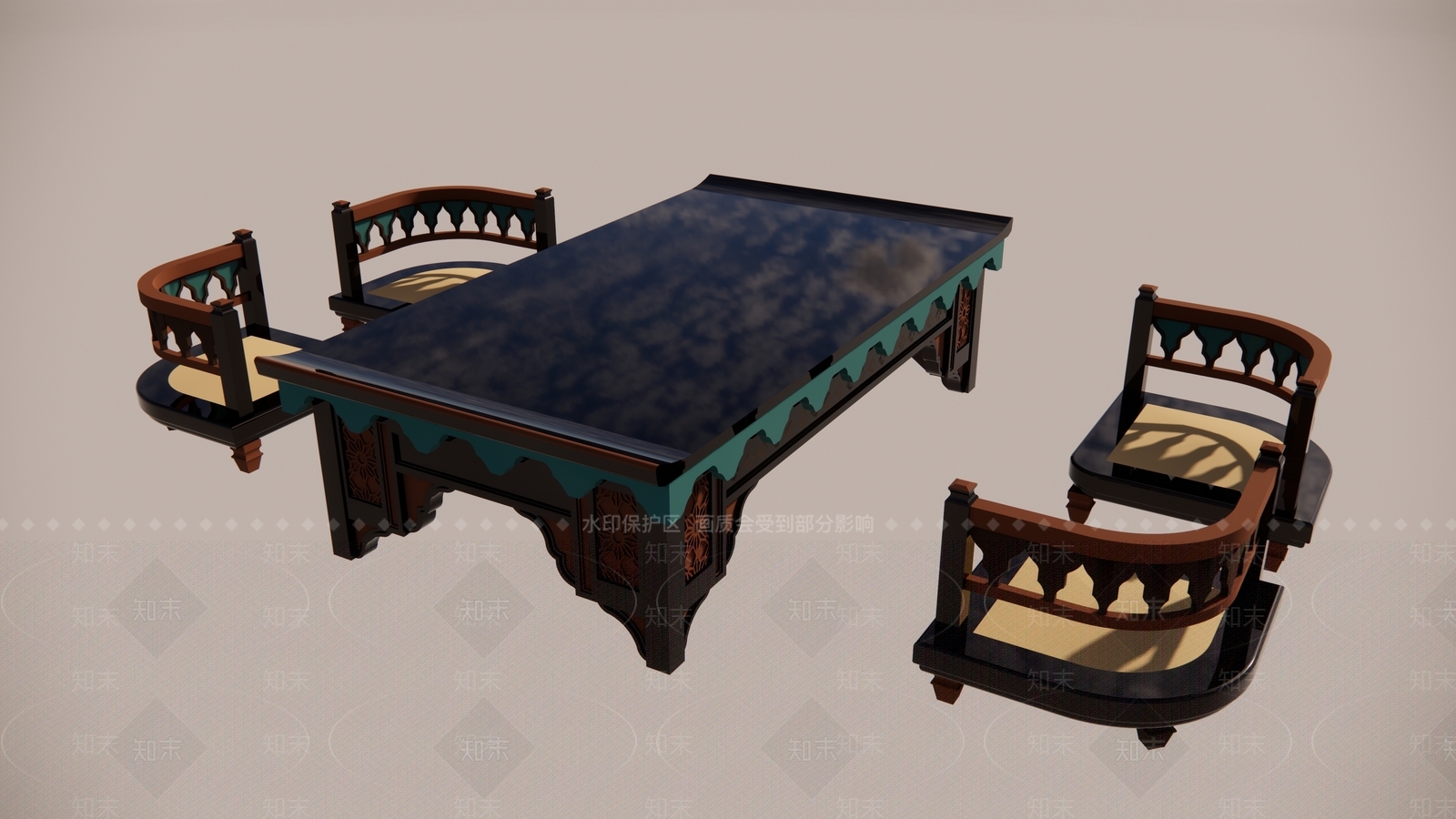 中古欧式茶桌椅SU模型下载【ID:1200315686】