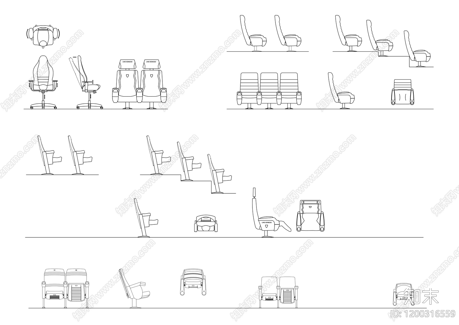 现代家具图库cad施工图下载【ID:1200316559】