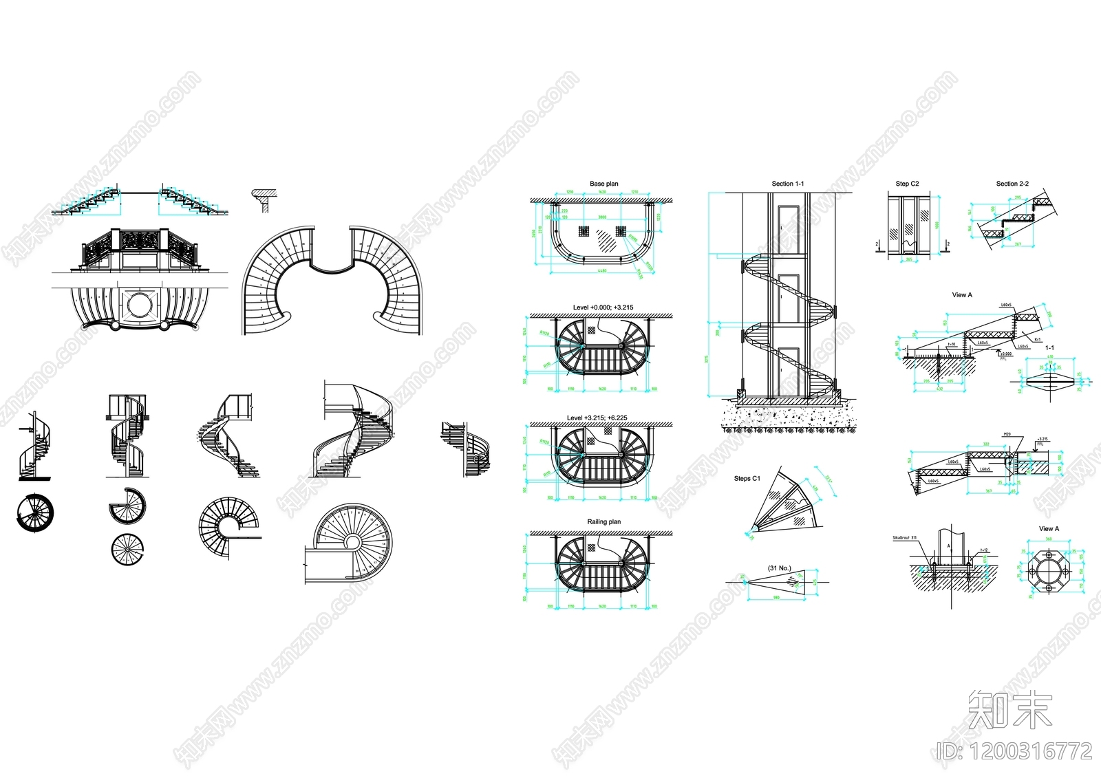 室内楼梯施工图下载【ID:1200316772】
