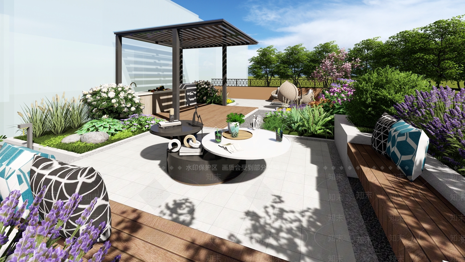现代屋顶花园SU模型下载【ID:1200317488】