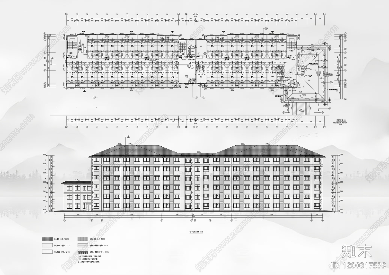 现代新中式学校建筑cad施工图下载【ID:1200317539】
