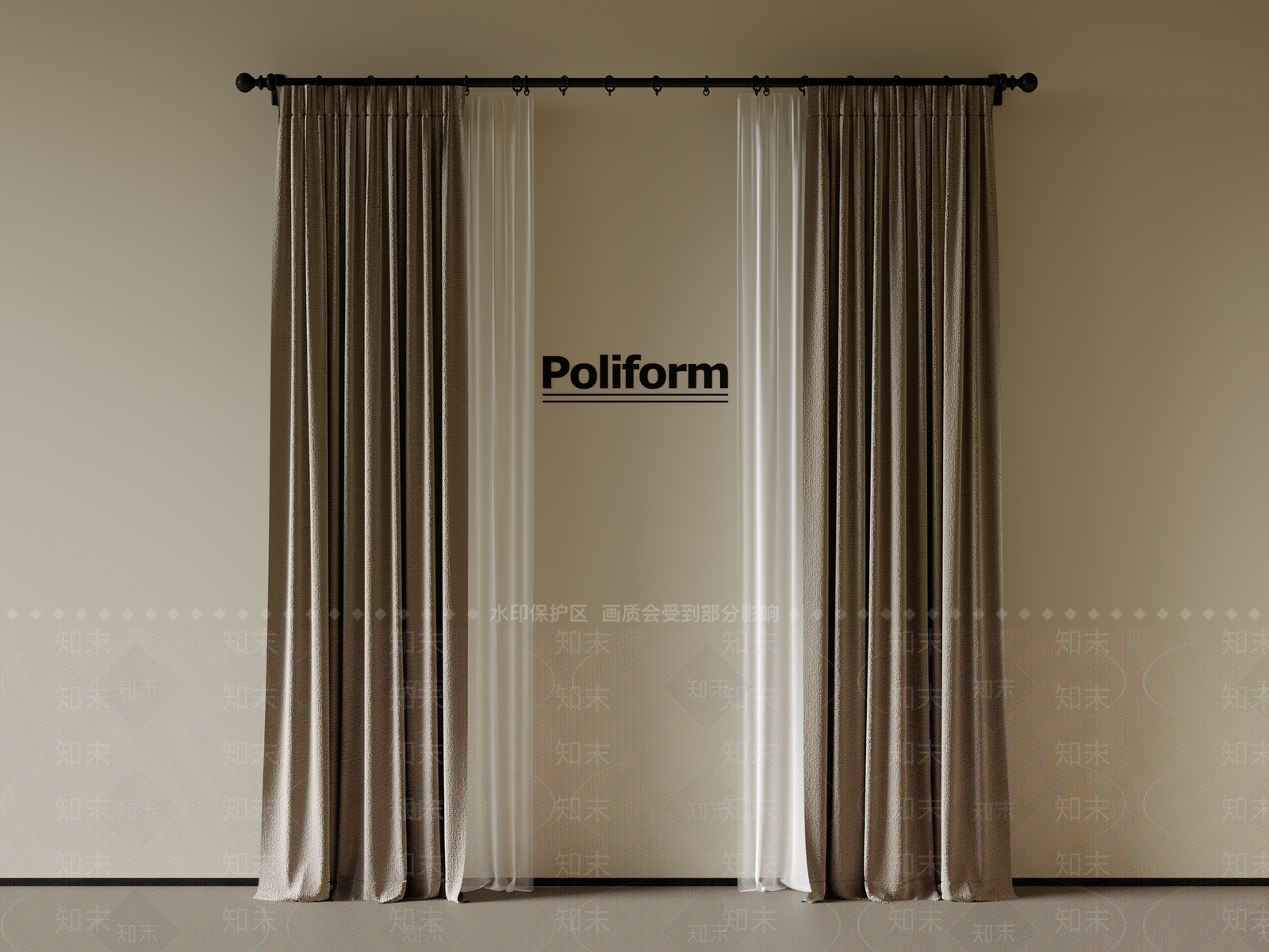 现代中古通用窗帘3D模型下载【ID:1200318068】