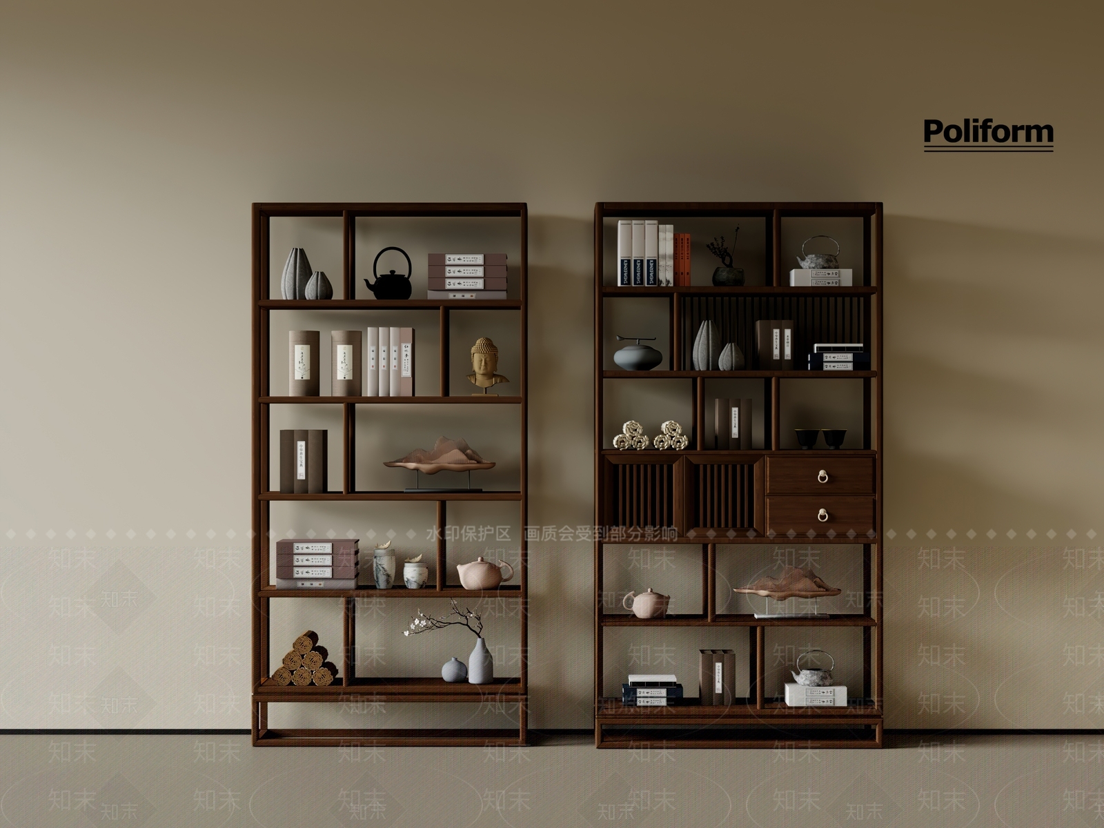现代新中式博古架3D模型下载【ID:1200318745】