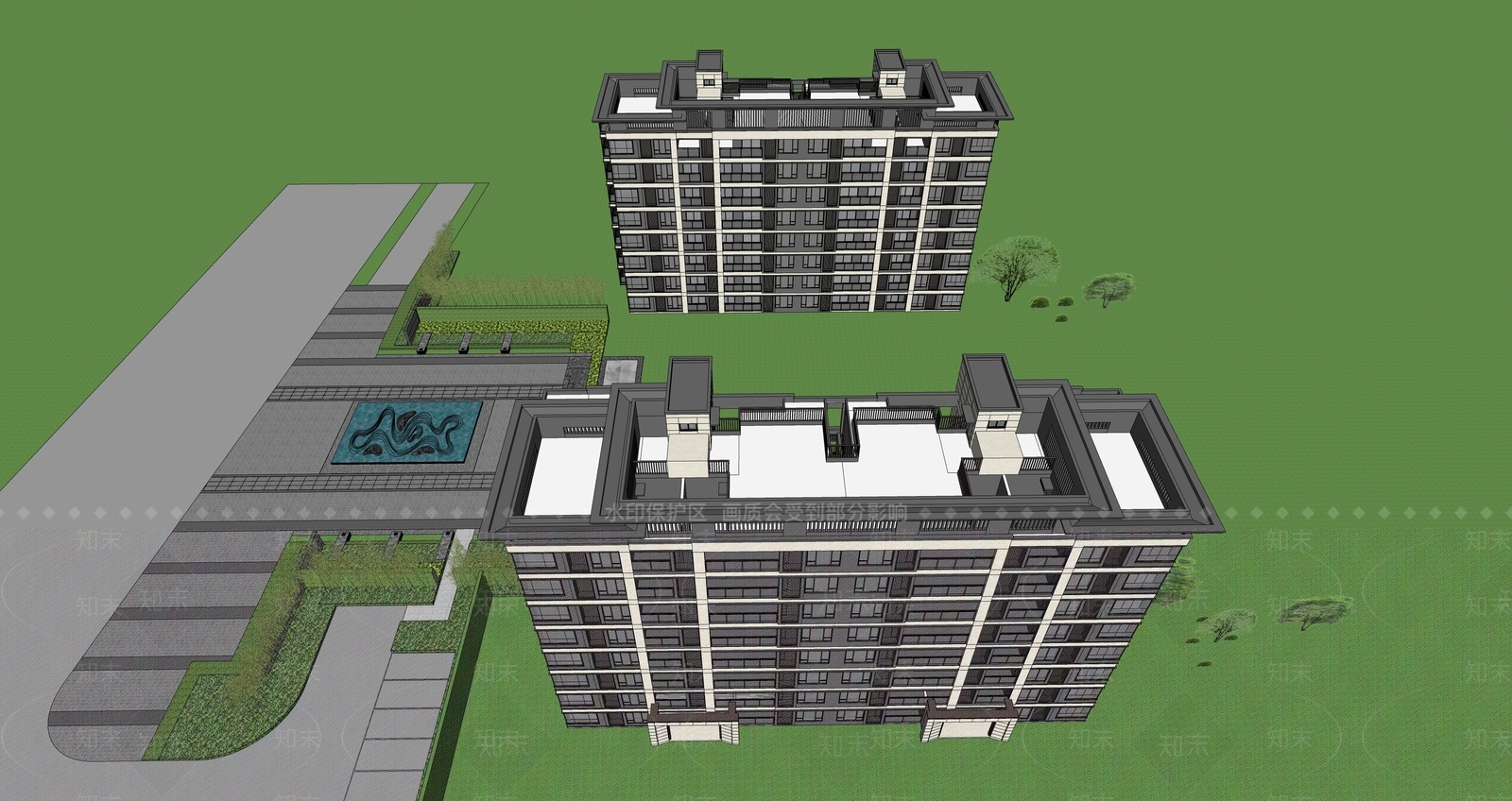 现代多层住宅SU模型下载【ID:1200321335】