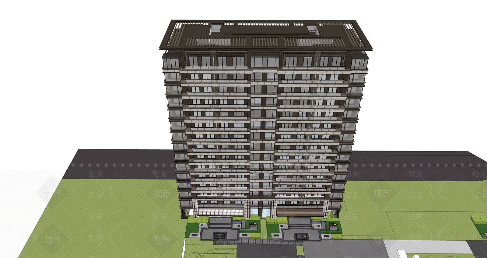 现代高层住宅SU模型下载【ID:1200321704】