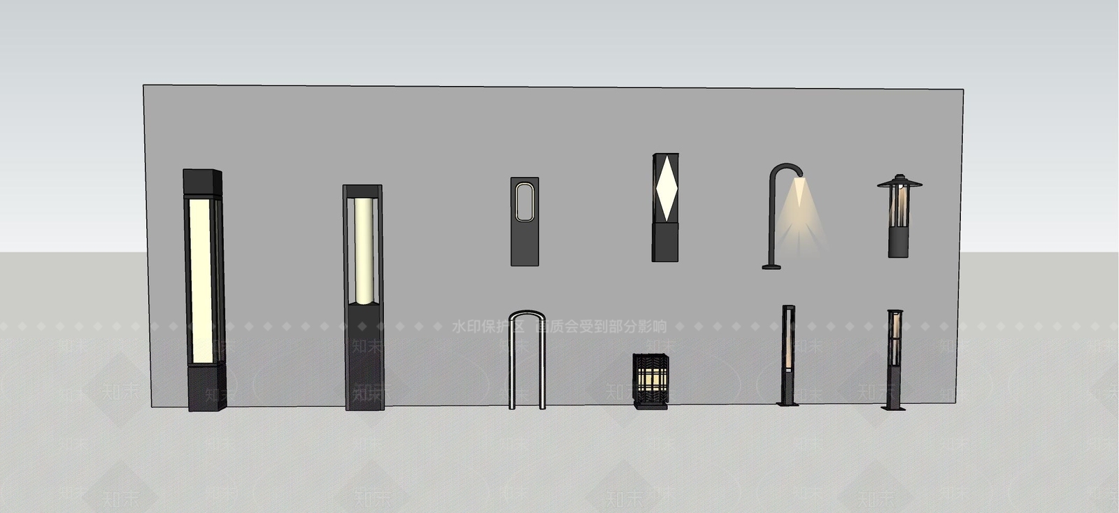 现代草坪灯SU模型下载【ID:1200321707】