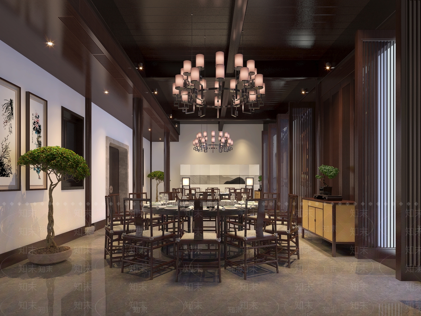 中式新中式包厢3D模型下载【ID:1200326844】