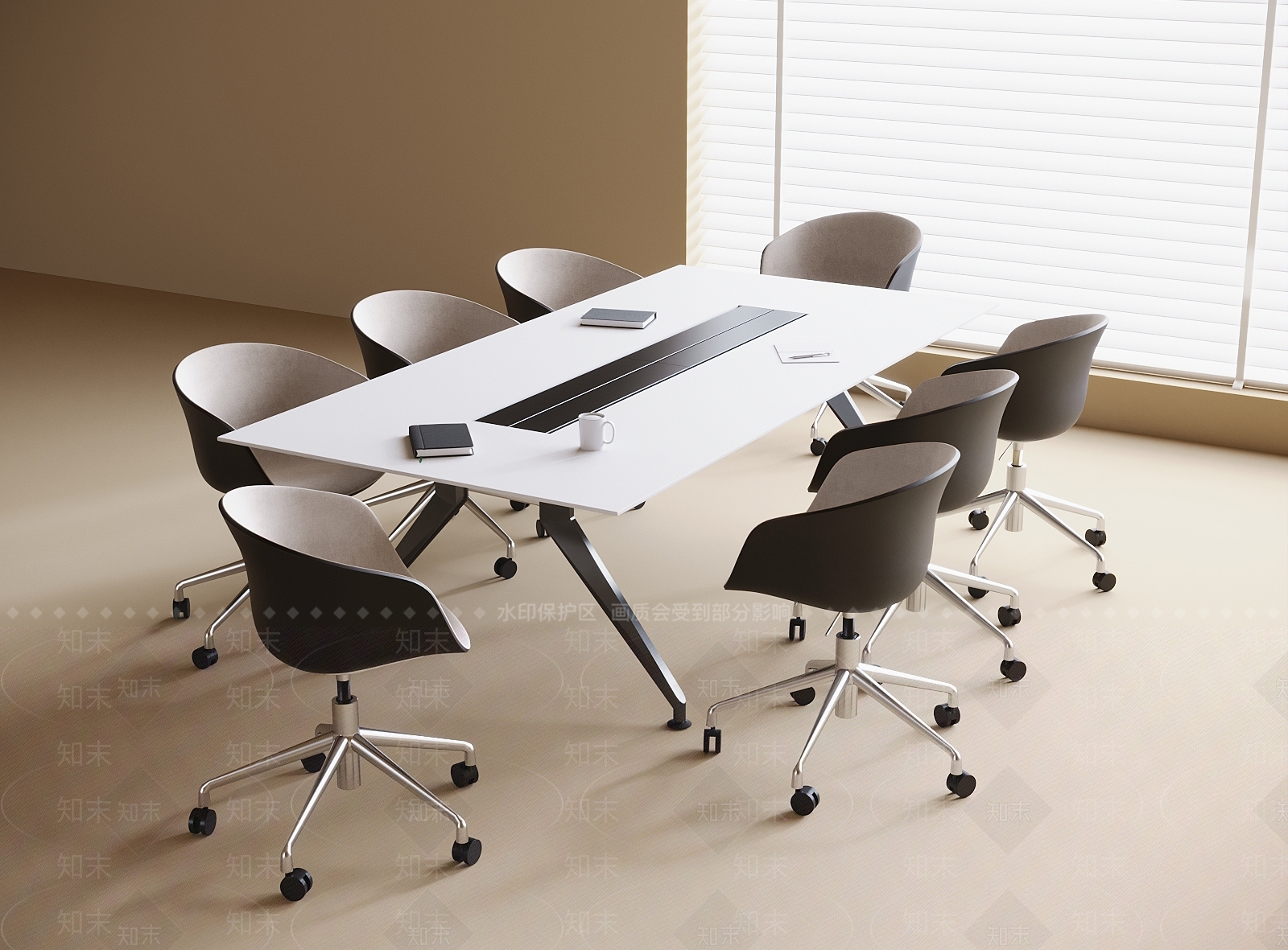 现代会议桌椅SU模型下载【ID:1200328626】