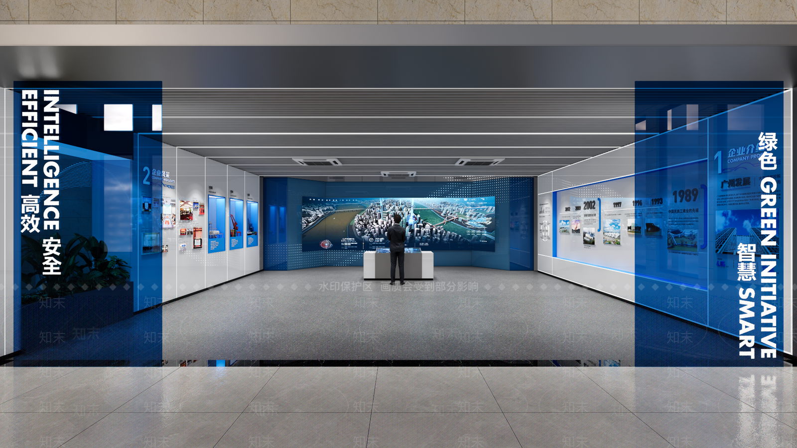 现代企业展厅SU模型下载【ID:1200350414】